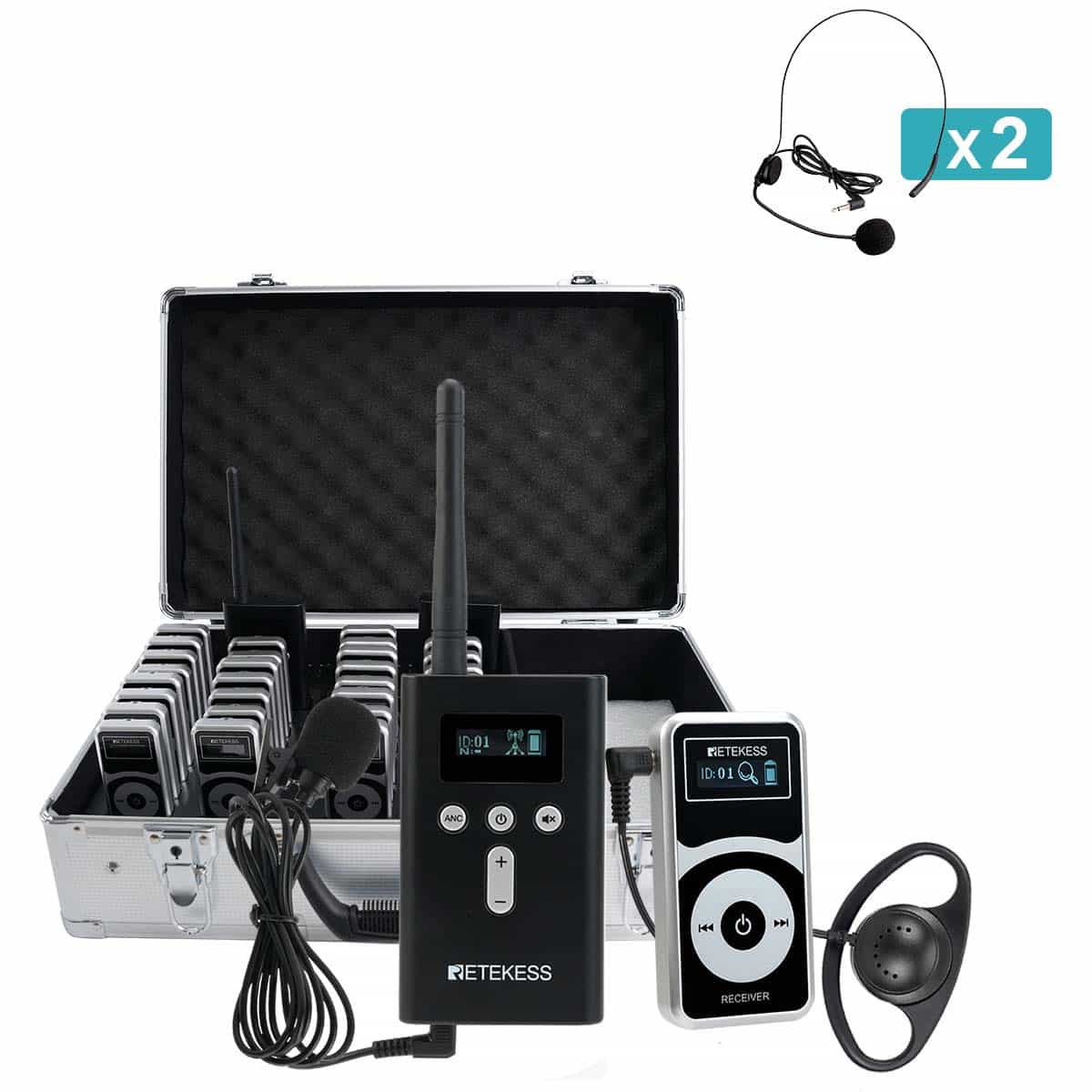 Retekess T130P T131P sistemi radio guide per guide turistiche e tour con custodia di ricarica da 32 slot