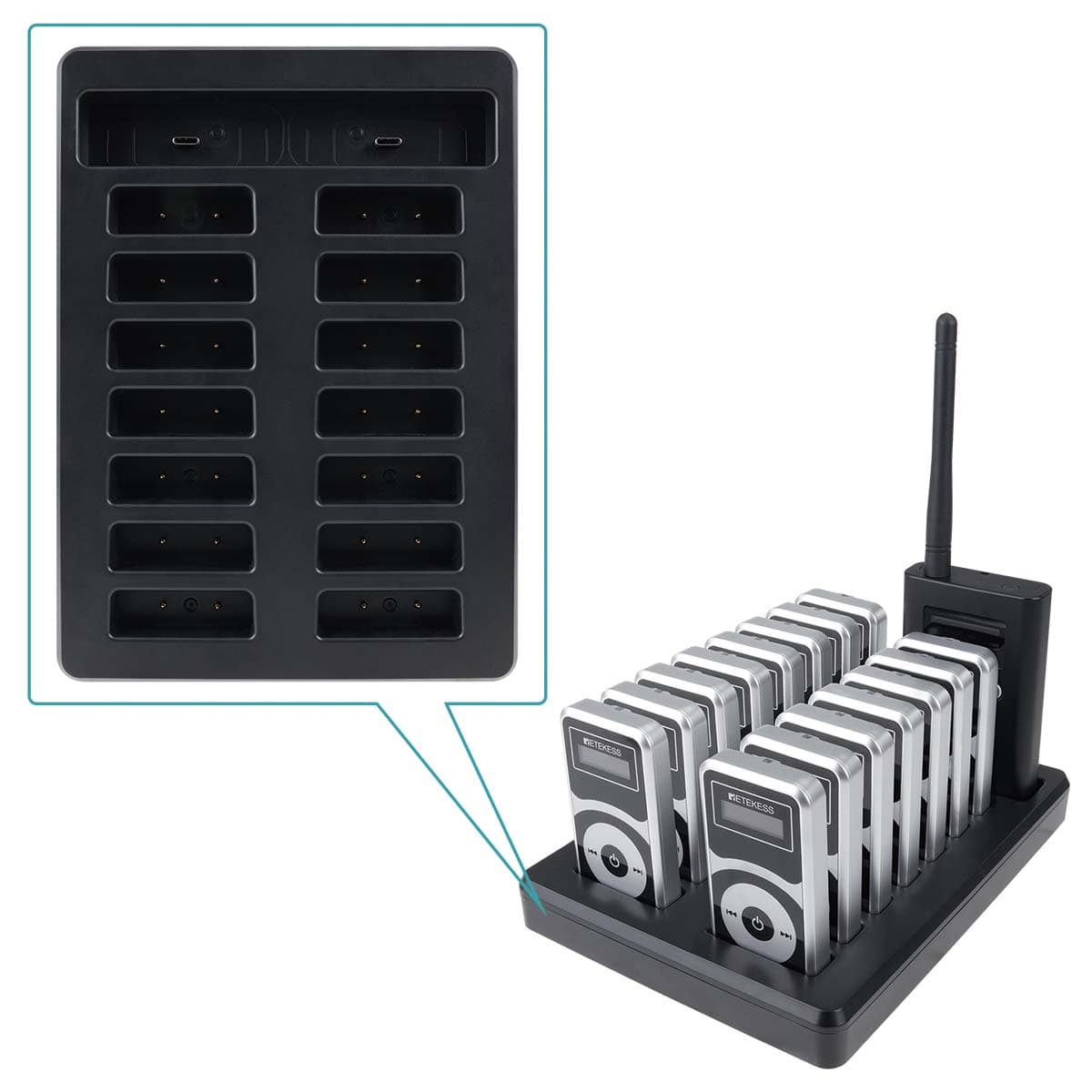 Retekess T130P T131P Sistemi Radio Guide per Guide Turistiche e Tour con Custodia di Ricarica da 32 Slot