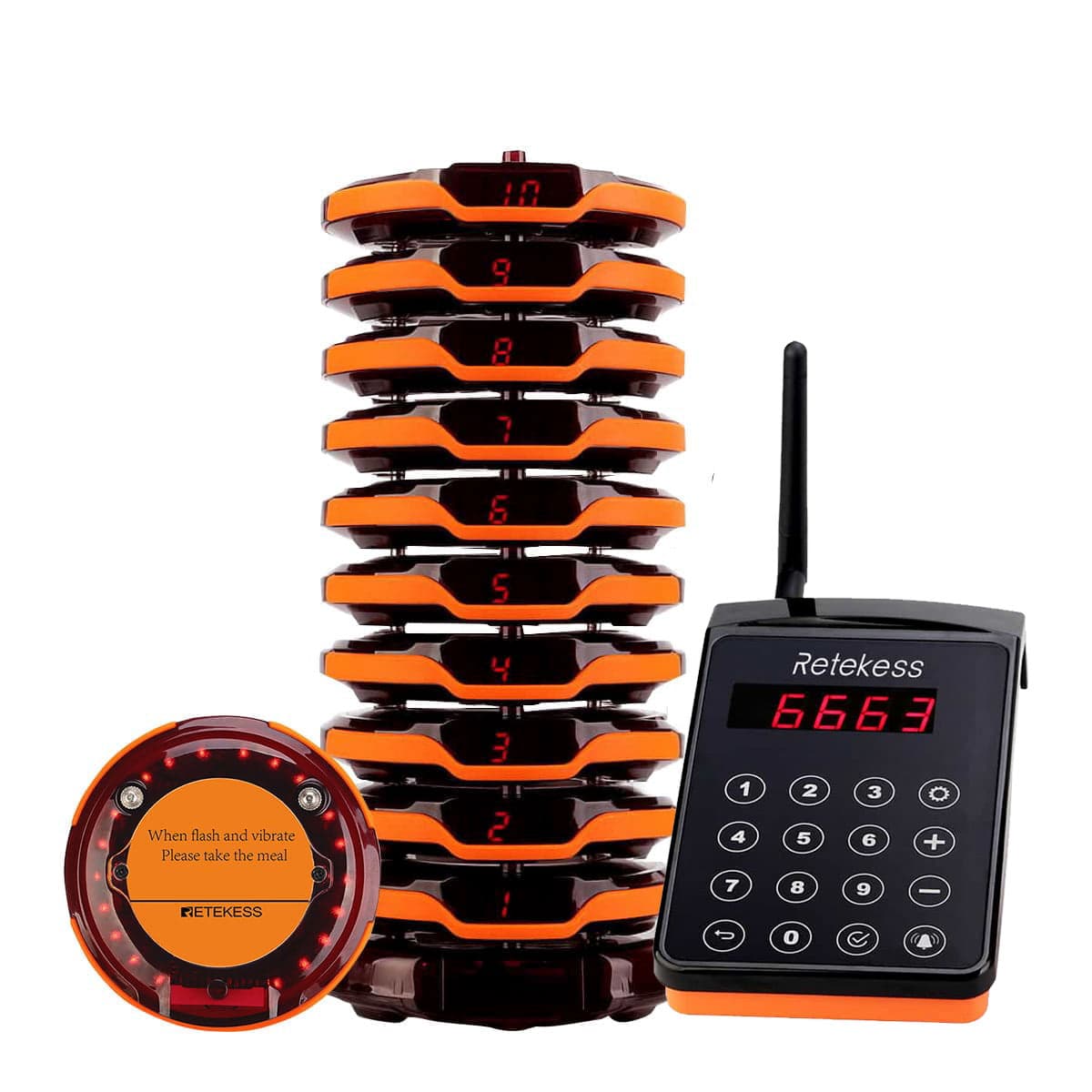 Retekess TD156 Sistema Cercapersone Coaster IPX6 Impermeabile e a Lungo Raggio da 800 m per Ristoranti, Club, Bar, Resort, Catering, intrattenimento clienti