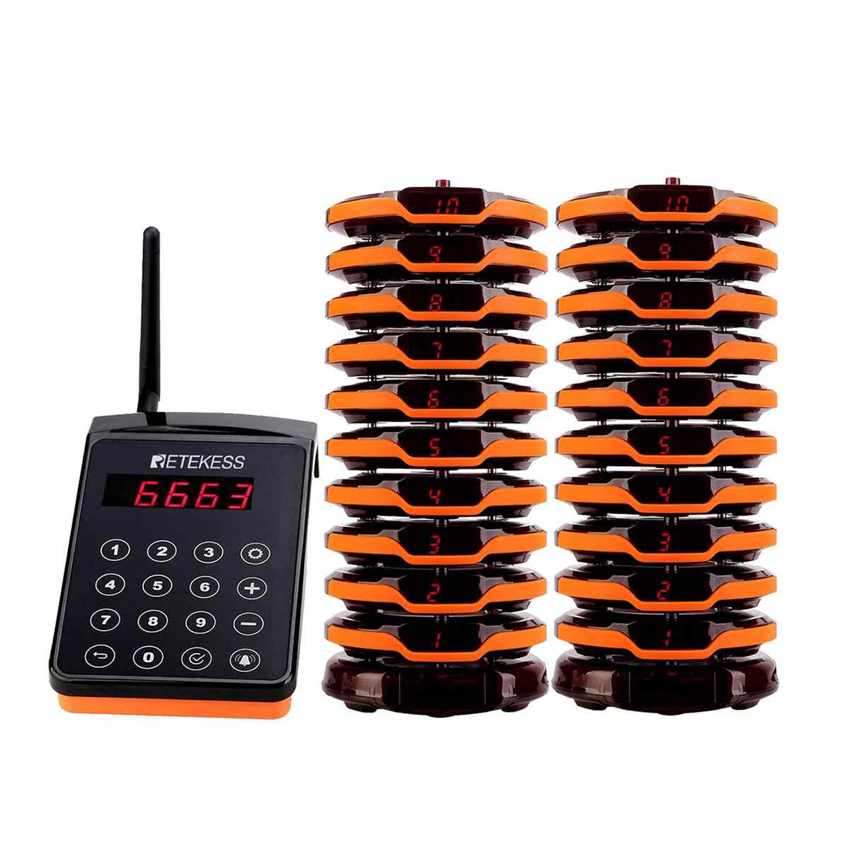 Retekess TD156 Sistema Cercapersone Coaster IPX6 Impermeabile e a Lungo Raggio da 800 m per Ristoranti, Club, Bar, Resort, Catering, intrattenimento clienti