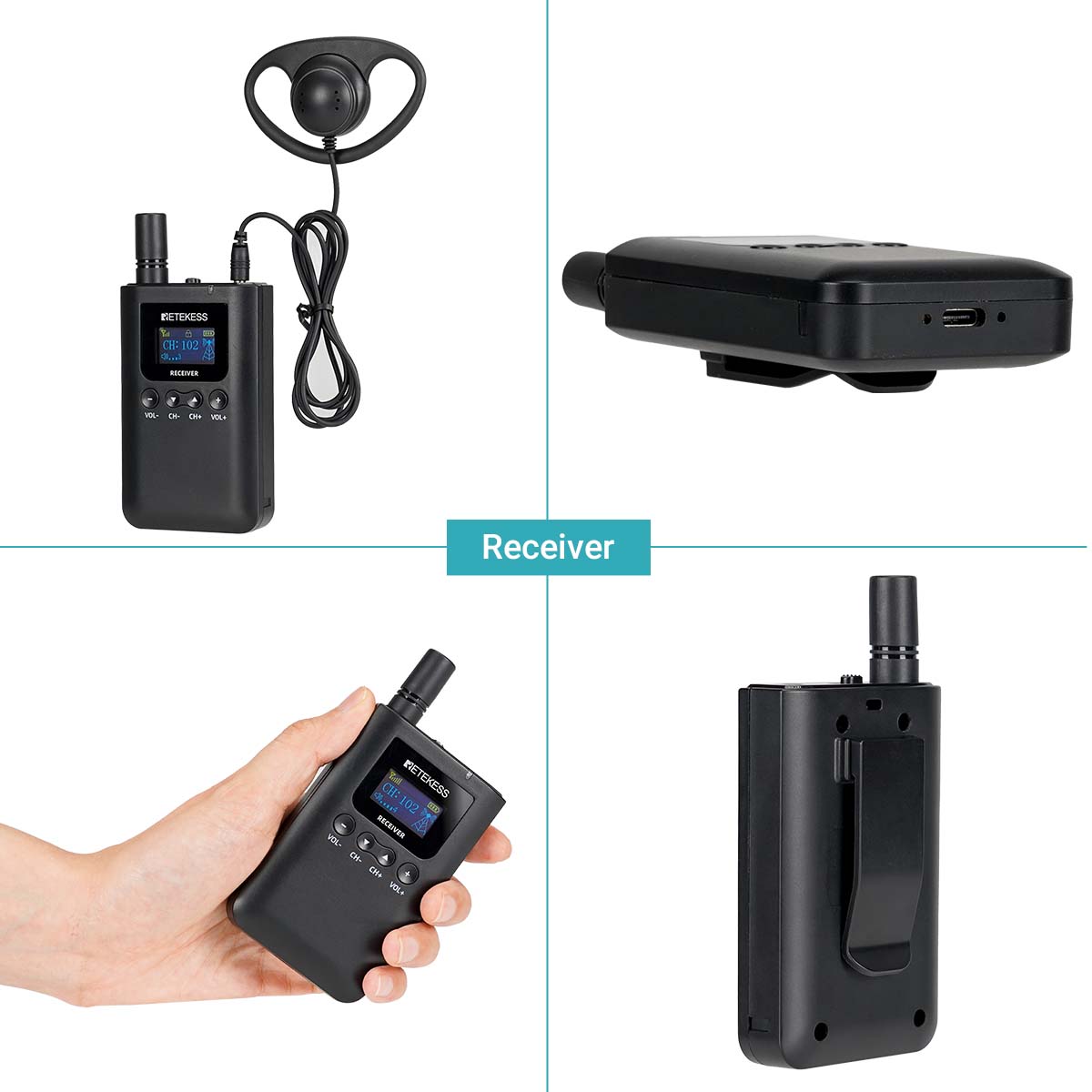 Retekess TT125 Whisper per Guide Turistiche Batteria a Lunga Durata con Custodia di Ricarica a 32 slot