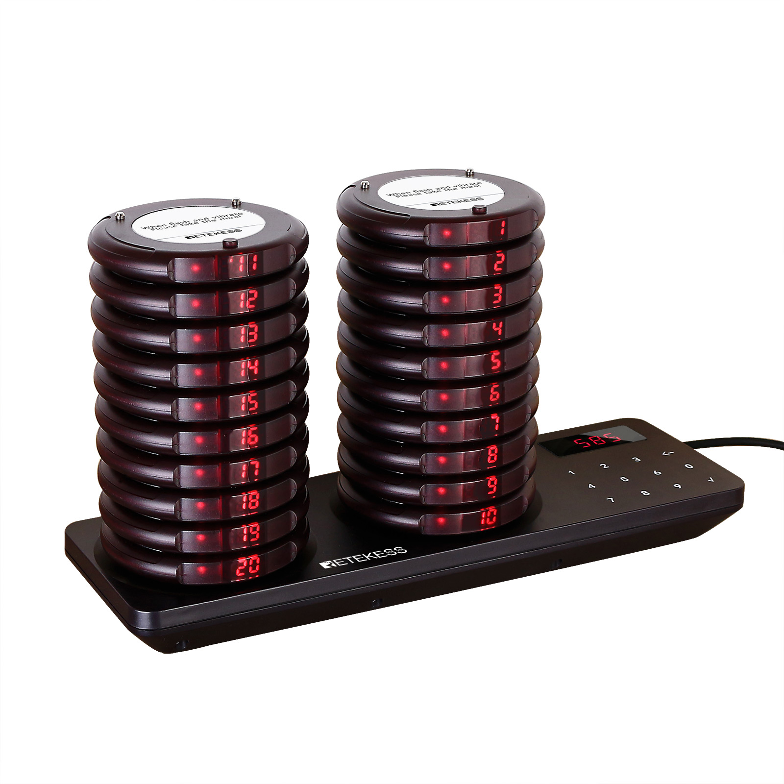 Retekess TD163 Sistema di Paging Wireless 20 Cicalini da Ristorante Coaster