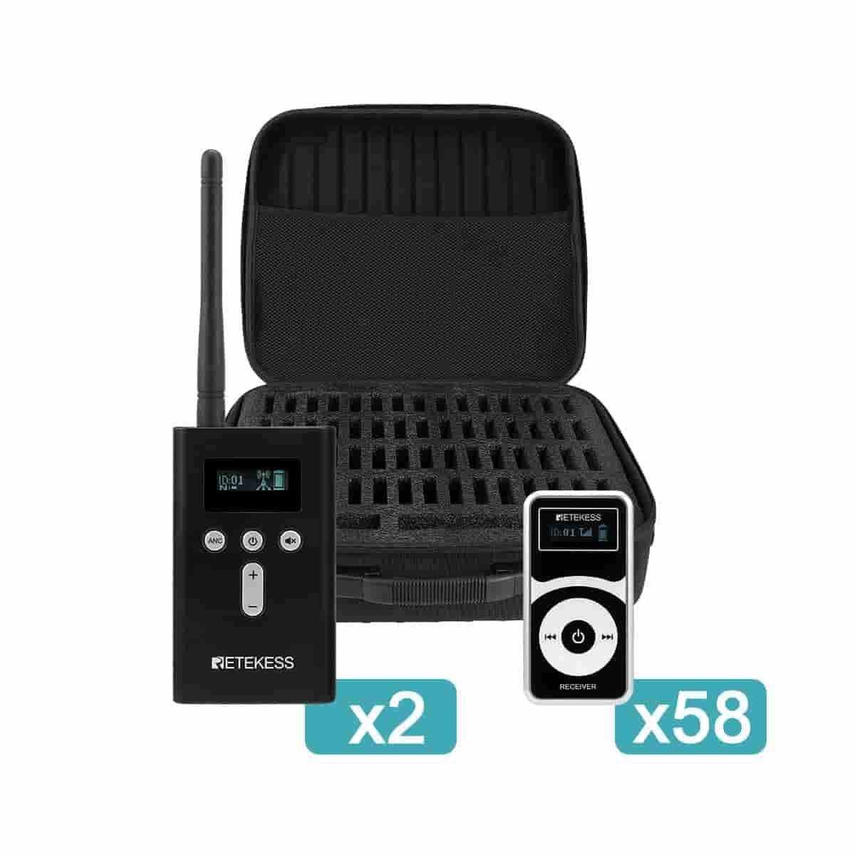 Retekess T130P T131P Sistema di Guida Turistica con Custodia da Trasporto da 60-slot