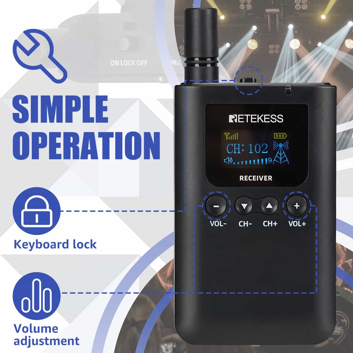 Retekess TT125 Whisper per Guide Turistiche Batteria a Lunga Durata con Custodia di Ricarica a 32 slot