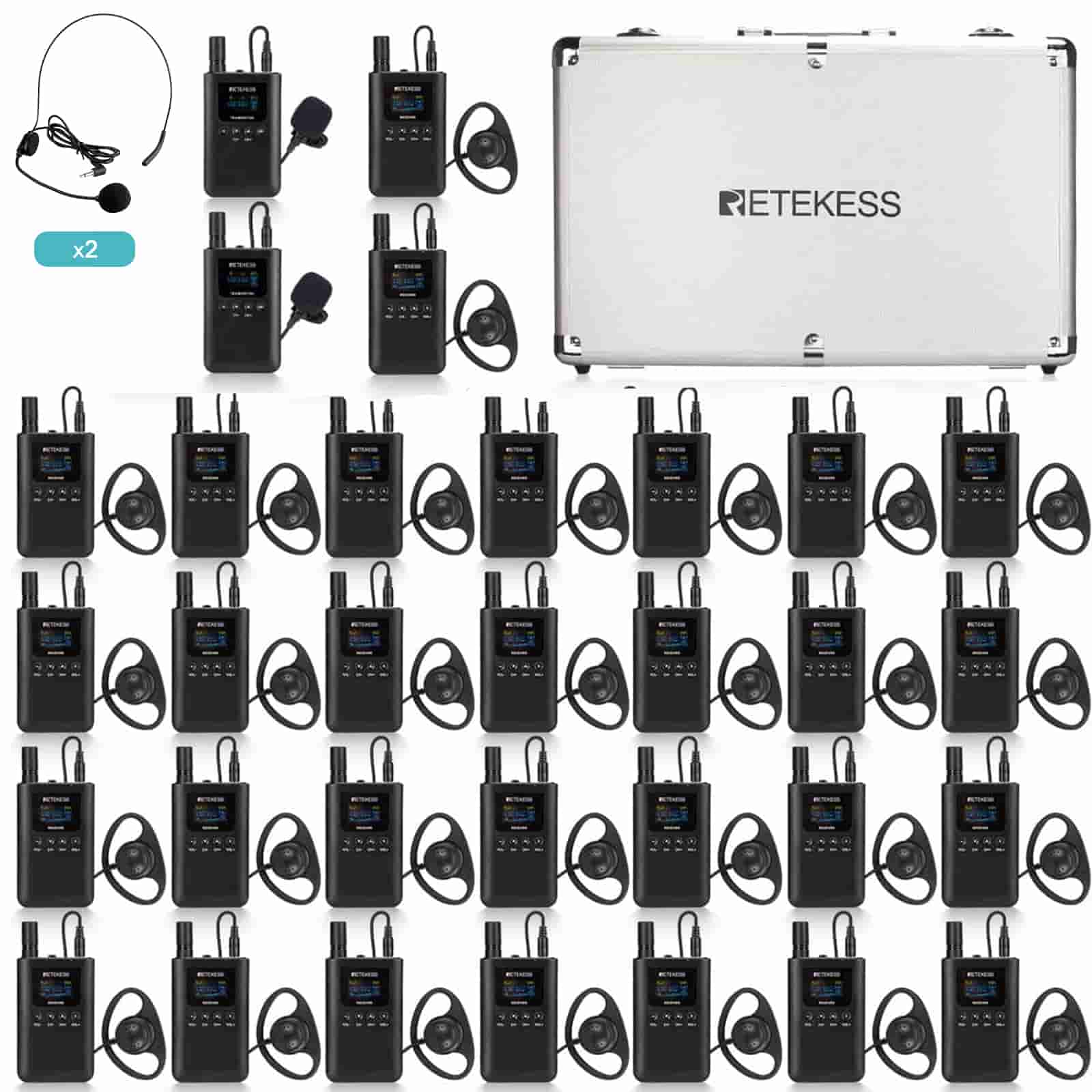 Retekess TT125 Whisper per Guide Turistiche Batteria a Lunga Durata con Custodia di Ricarica a 32 slot