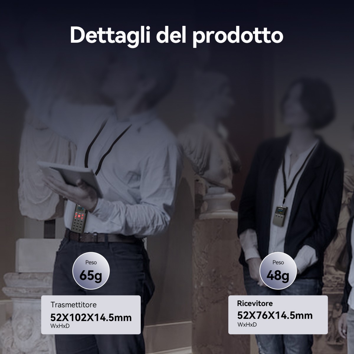 Retekess TT127 Sistema di Guida Turistica Wireless con Lettore MP3 per Musei, Siti Storici e Turistici con Custodia di Ricarica