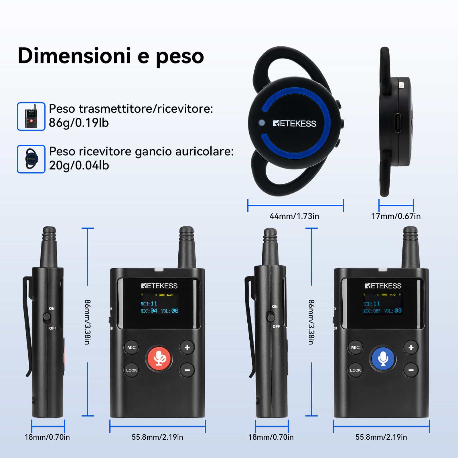 Retekess TT126 TT126R Cuffia Doppia Comunicazione Wireless per Guida Turistica, Adatta per Visite in Fabbrica, Tour di Gruppo, Formazione, Scuole, Conferenze