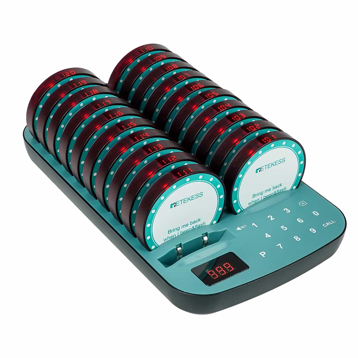 Sistema Cercapersone Wireless Per Ristoranti Con 999 Codici – Portata 1000 M, Trasmettitore E Ricevitori In ABS, Spina UE
