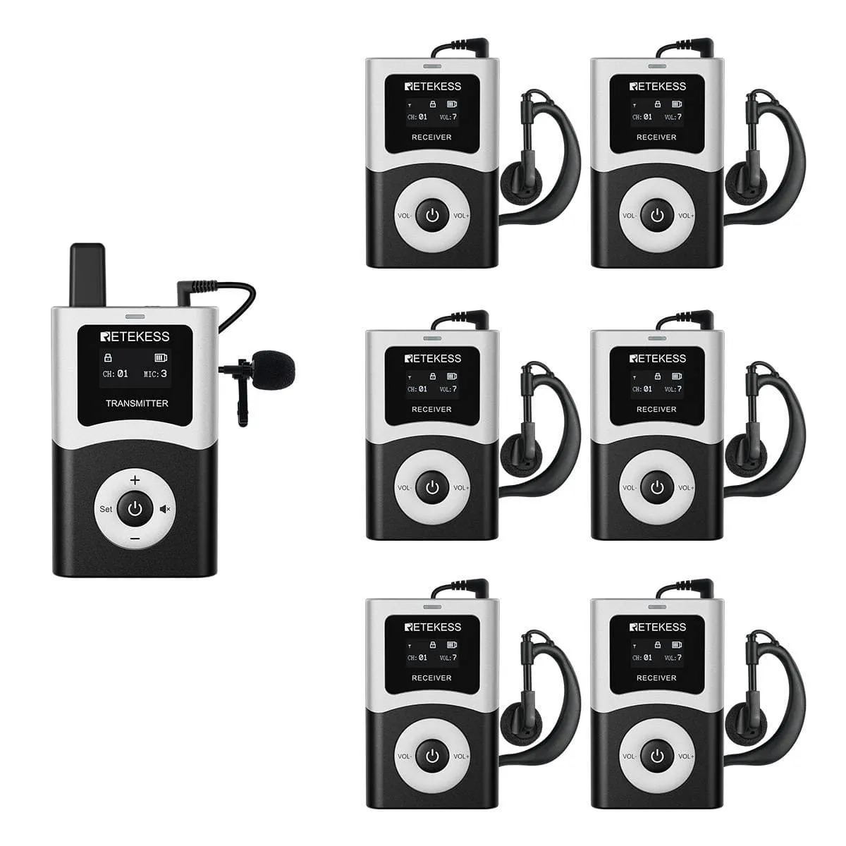 Retekes T130U Sistema di Guida Turistica UHF, Trasmissione del Segnale Migliorata, Qualità del Suono Chiara e Assenza di Rumore, Adatto per il Turismo e le Visite in Fabbrica