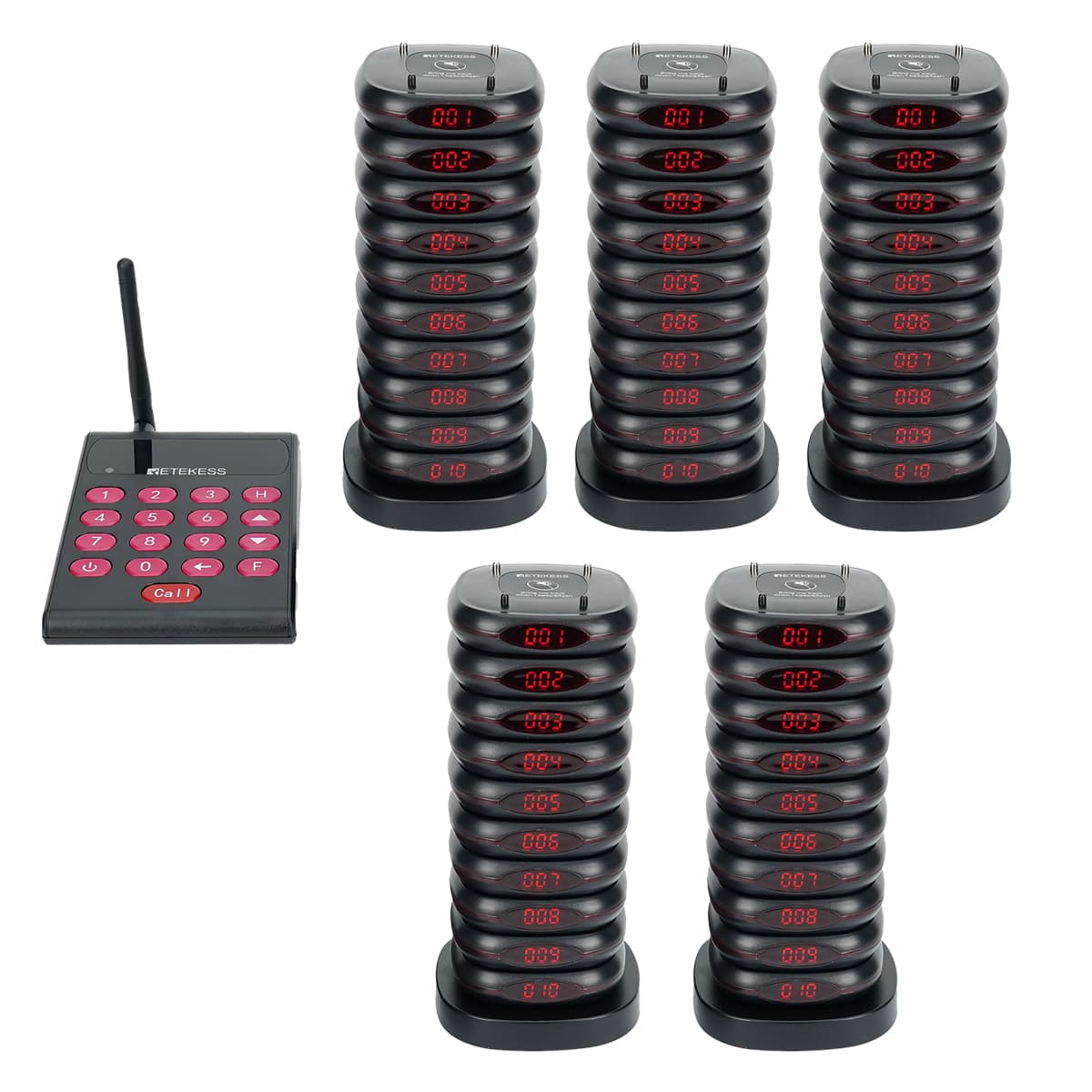 Retekess TD161 Sistema Cercapersone per Ristoranti Tastiera Trasmettitore Versione nera con Batteria di Backup, Staffa Anticaduta