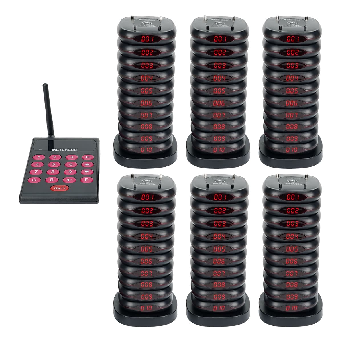 Retekess TD161 Sistema Cercapersone per Ristoranti Tastiera Trasmettitore Versione nera con Batteria di Backup, Staffa Anticaduta