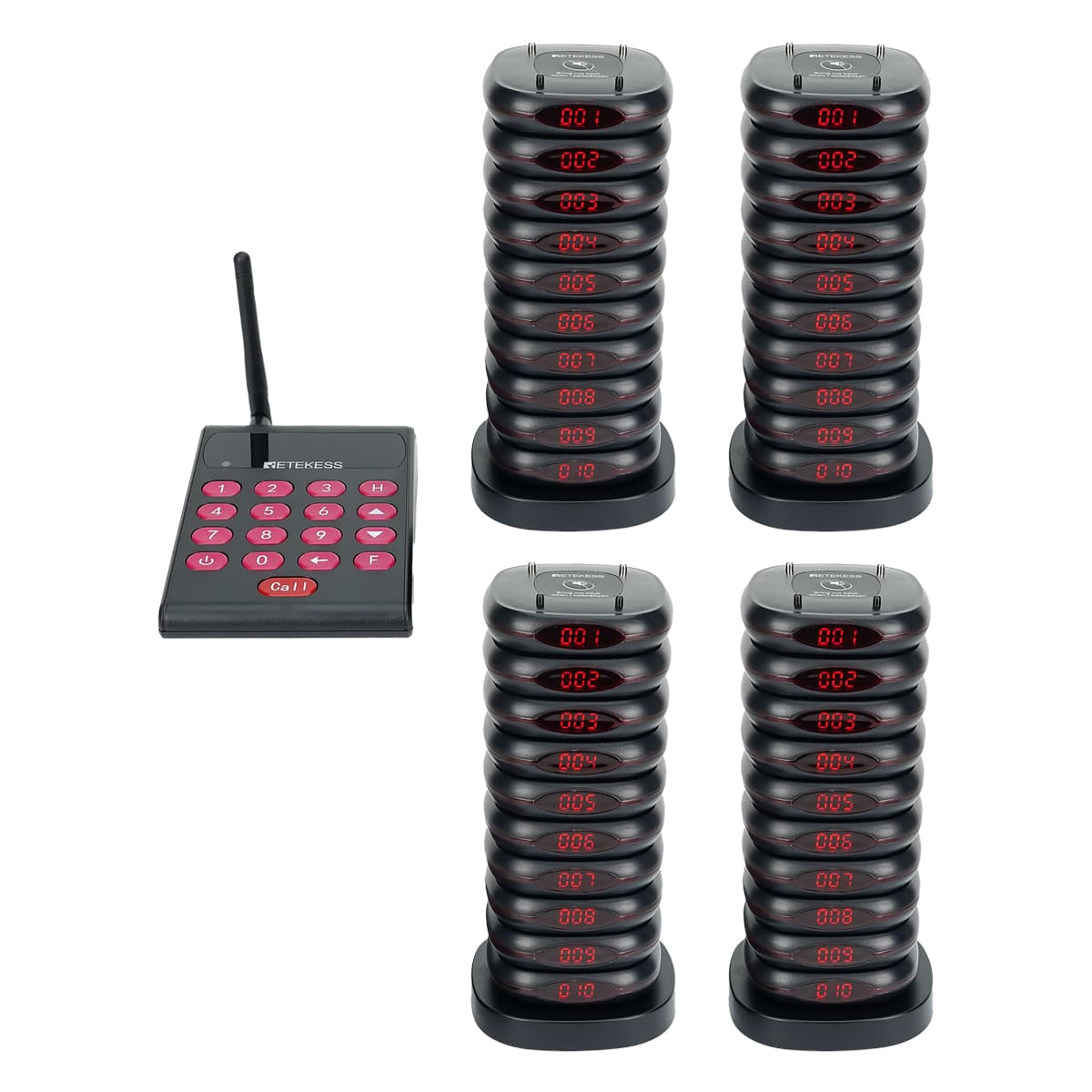 Retekess TD161 Sistema Cercapersone per Ristoranti Tastiera Trasmettitore Versione nera con Batteria di Backup, Staffa Anticaduta