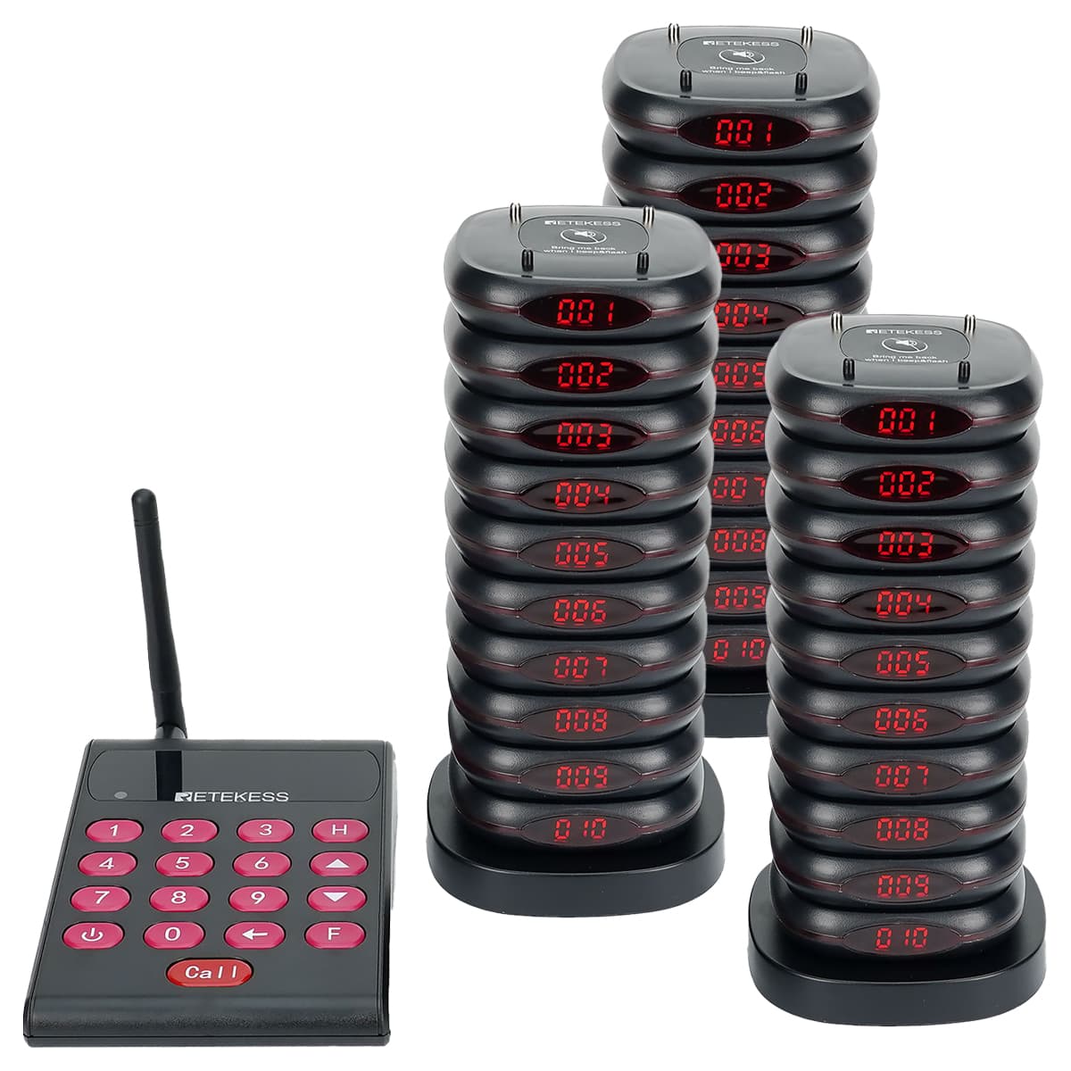 Retekess TD161 Sistema Cercapersone per Ristoranti Tastiera Trasmettitore Versione nera con Batteria di Backup, Staffa Anticaduta
