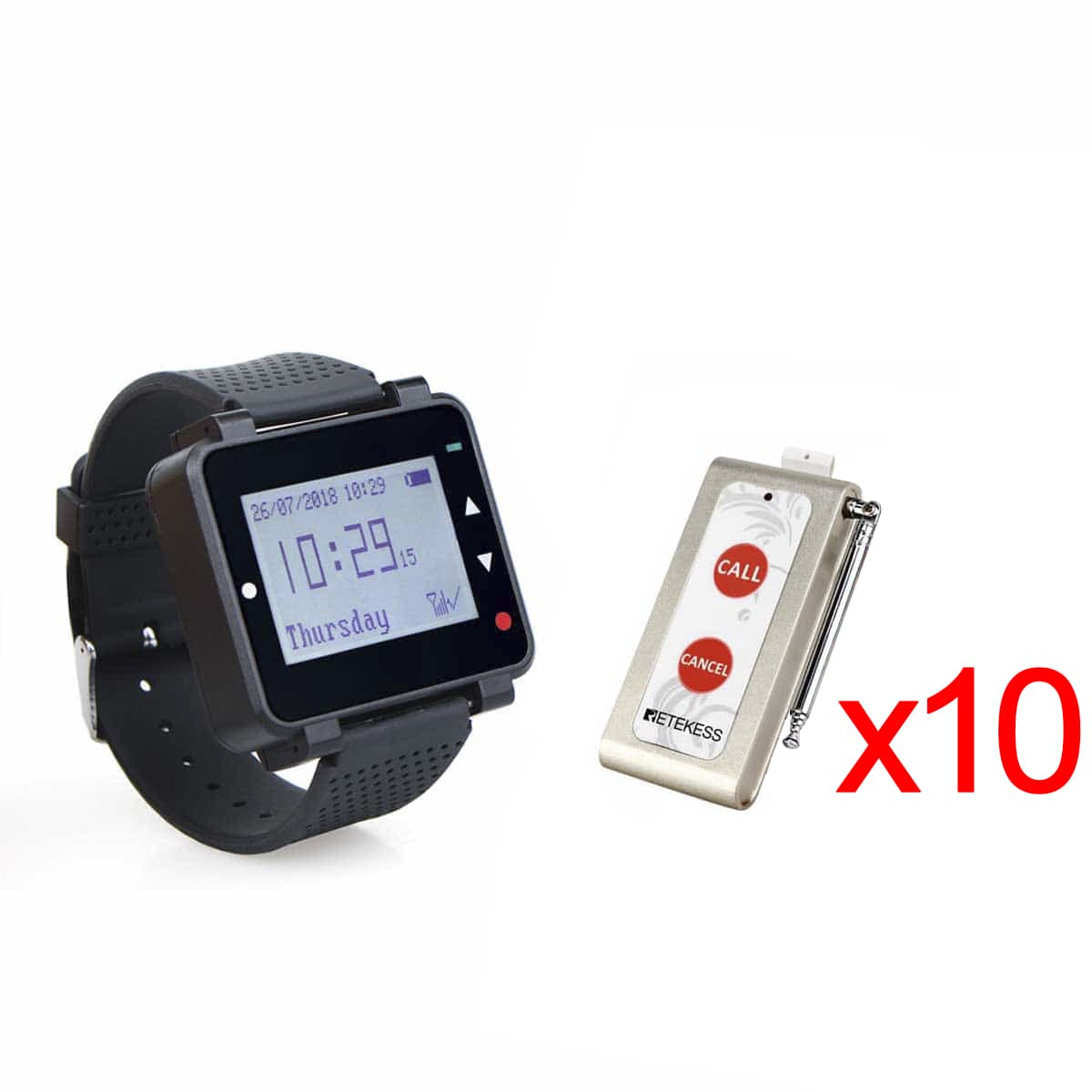 Retekess T128 Ricevitore da Polso per sistema di Chiamata Wireless con Pulsante di Chiamata Wireless TD004