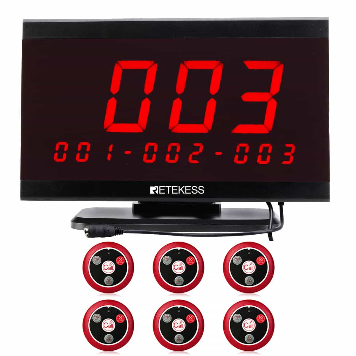 Sistema di Chiamata al Tavolo del Ristorante Retekess TD105 Ricevitore Display Pulsante di Chiamata T117 per F&B, Hotel