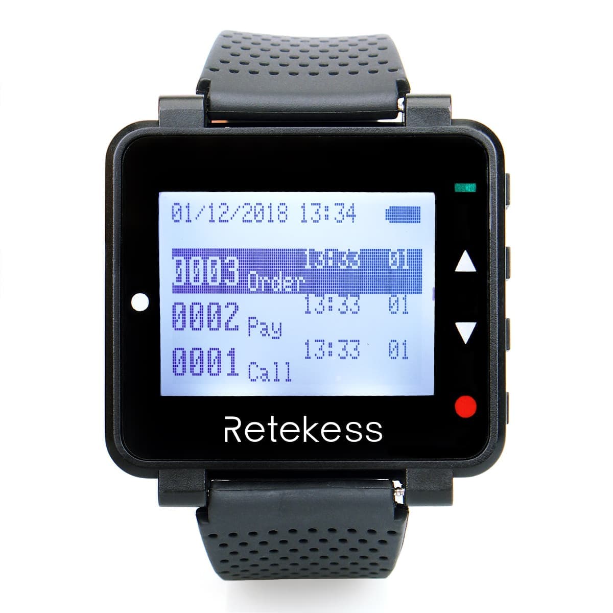Retekess T128 Sistema di Chiamata Wireless, Cercapersone per Orologio con T117 Pulsante di Chiamata Wireless per Ristorante, Assistenza Sanitaria, Ospedale