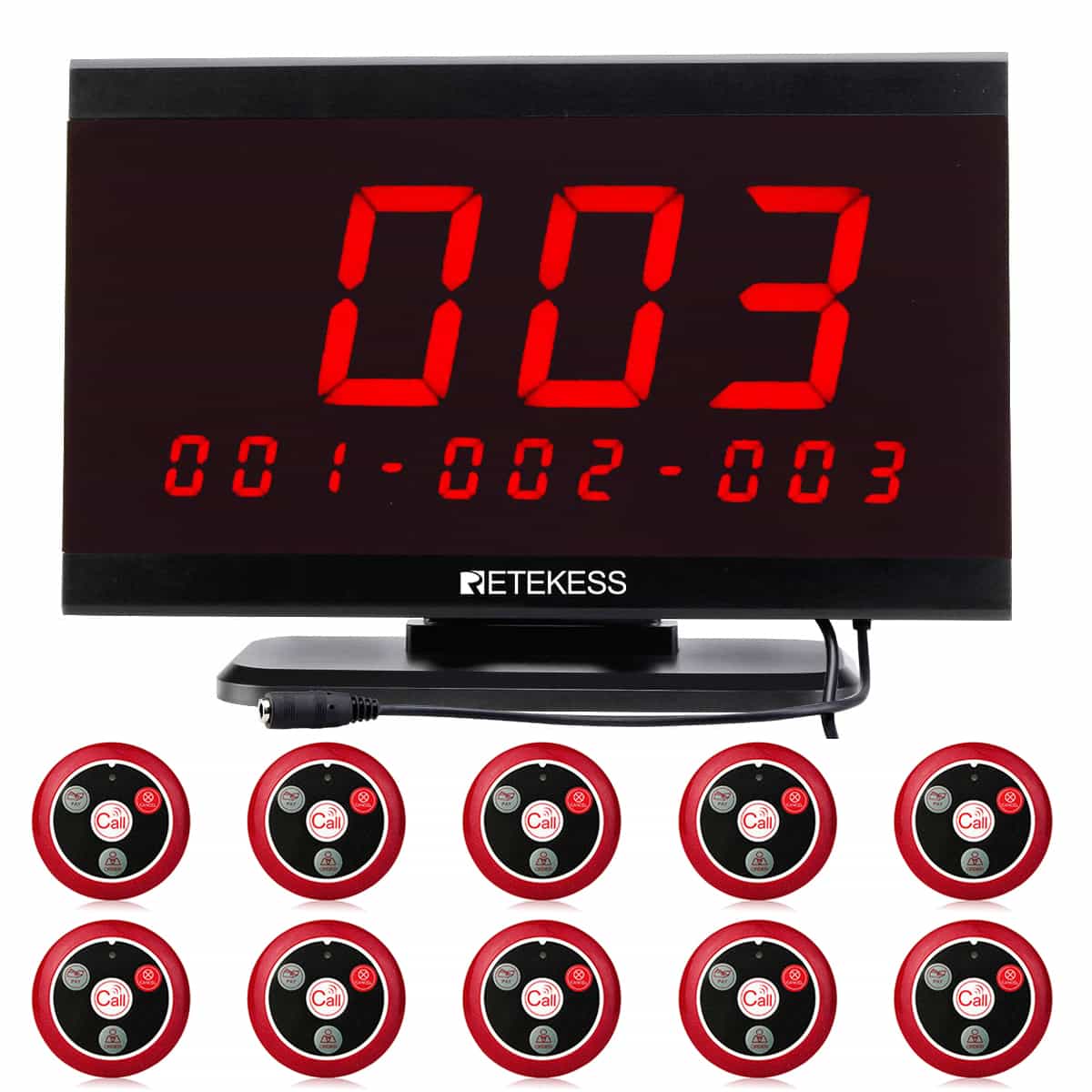 Sistema di Chiamata al Tavolo del Ristorante Retekess TD105 Ricevitore Display Pulsante di Chiamata T117 per F&B, Hotel