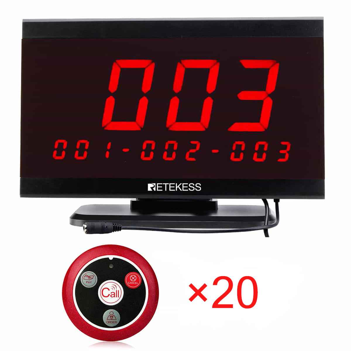 Sistema di Chiamata al Tavolo del Ristorante Retekess TD105 Ricevitore Display Pulsante di Chiamata T117 per F&B, Hotel