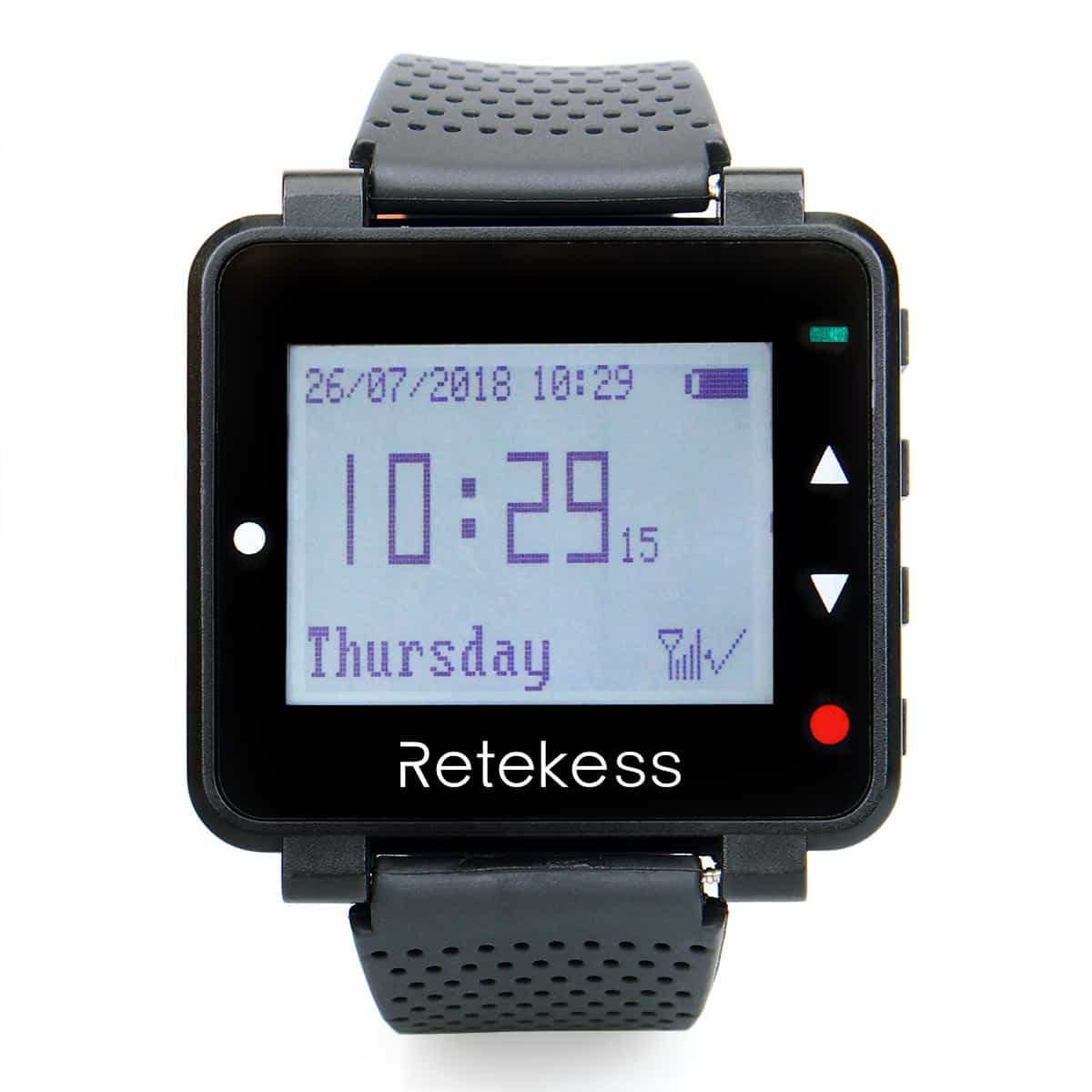 Retekess T128 Sistema di Chiamata Wireless, Cercapersone per Orologio con T117 Pulsante di Chiamata Wireless per Ristorante, Assistenza Sanitaria, Ospedale