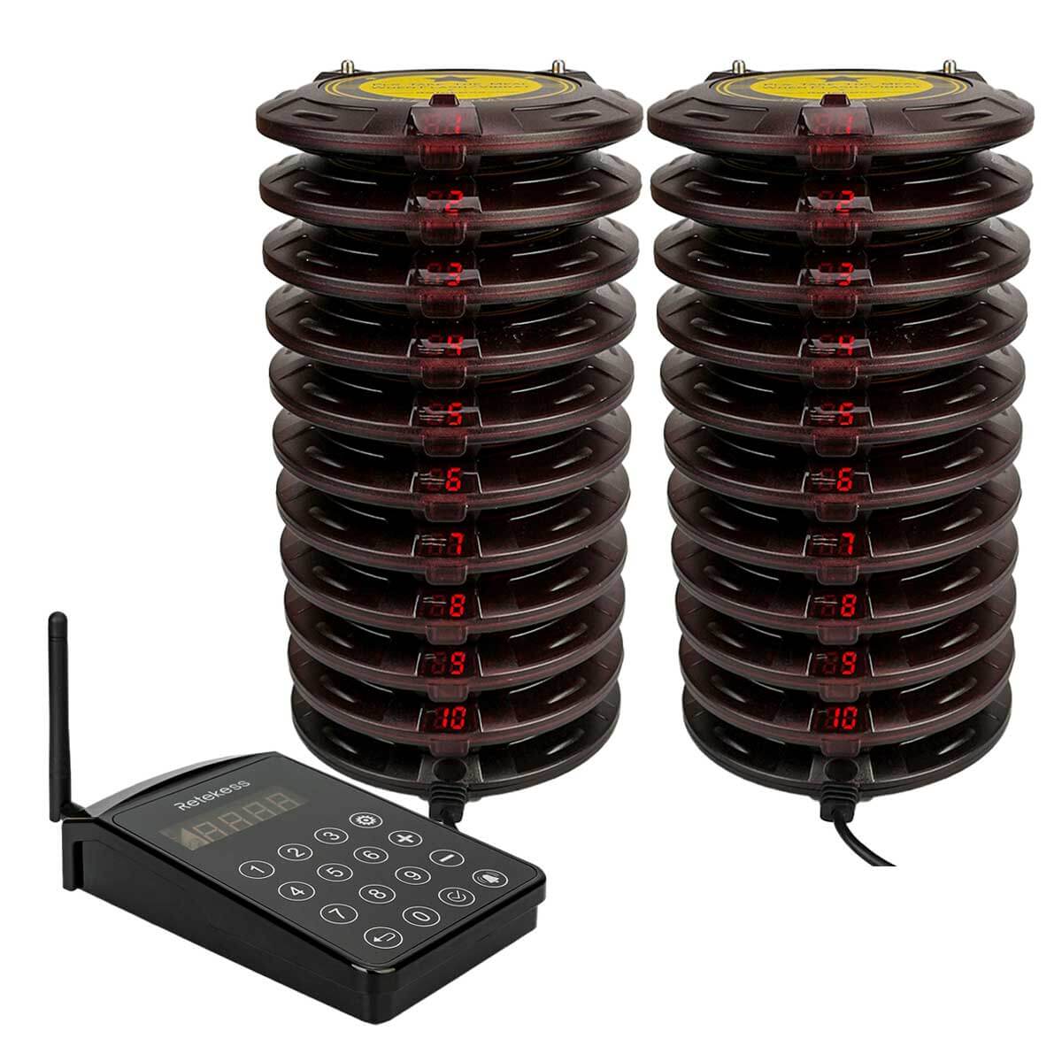 Retekess TD103 Sistema Cercapersone Coaster a Lungo Raggio Allarme Fuori Portata 1000 m per Ristoranti, Ospedali, Magazzini
