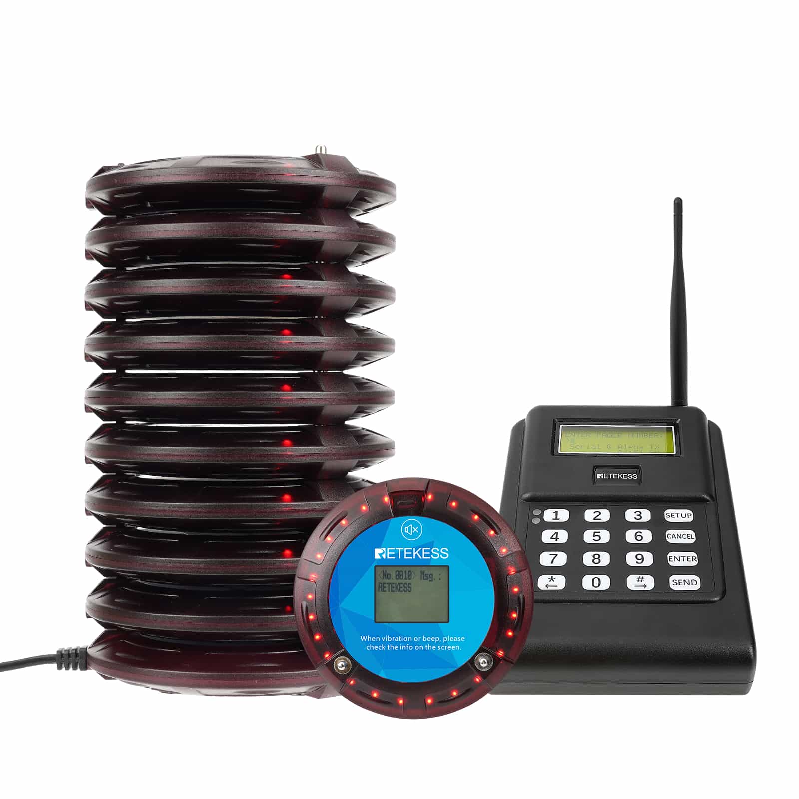 Retekess TD166 Sistema di paging a lungo raggio con cercapersone alfanumerico per produzione e magazzini
