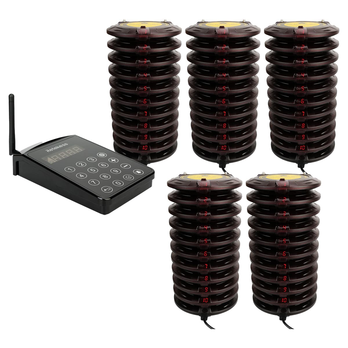Retekess TD103 Sistema Cercapersone Coaster a Lungo Raggio Allarme Fuori Portata 1000 m per Ristoranti, Ospedali, Magazzini