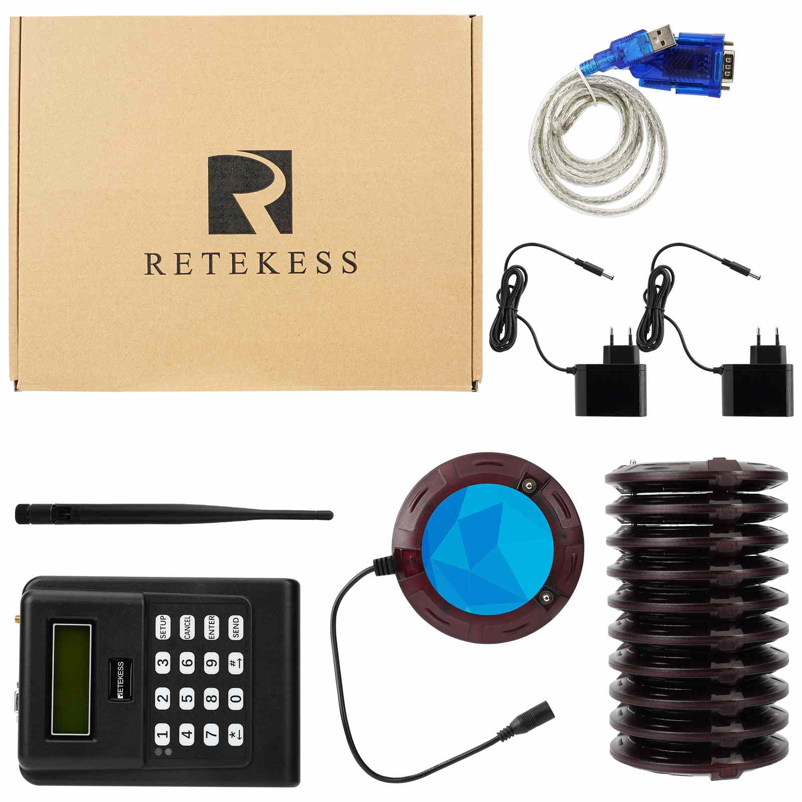 Retekess TD166 Sistema di paging a lungo raggio con cercapersone alfanumerico per produzione e magazzini