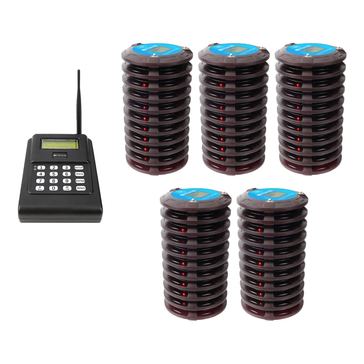 Retekess TD166 Sistema di paging a lungo raggio con cercapersone alfanumerico per produzione e magazzini