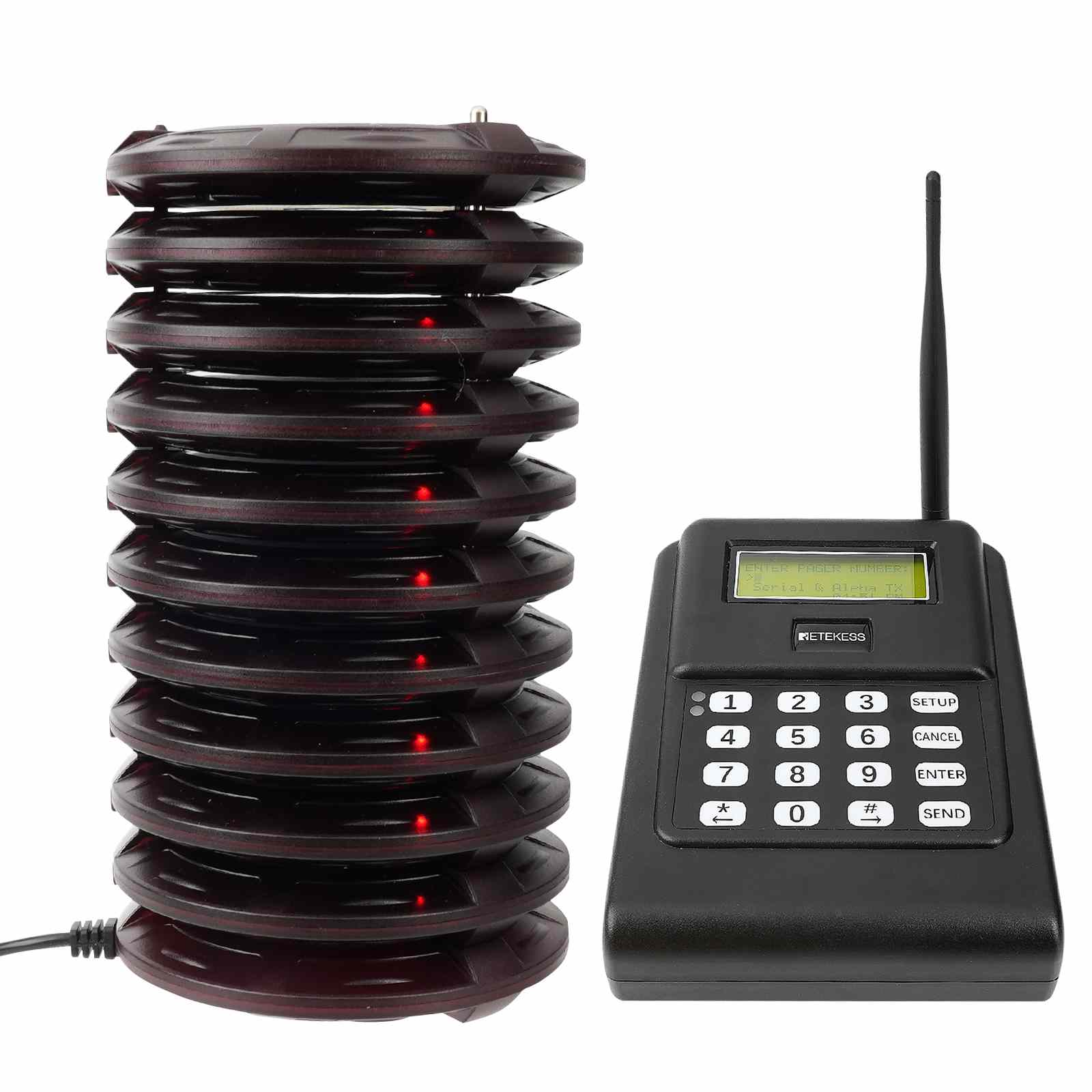 Retekess TD166 Sistema di paging a lungo raggio con cercapersone alfanumerico per produzione e magazzini