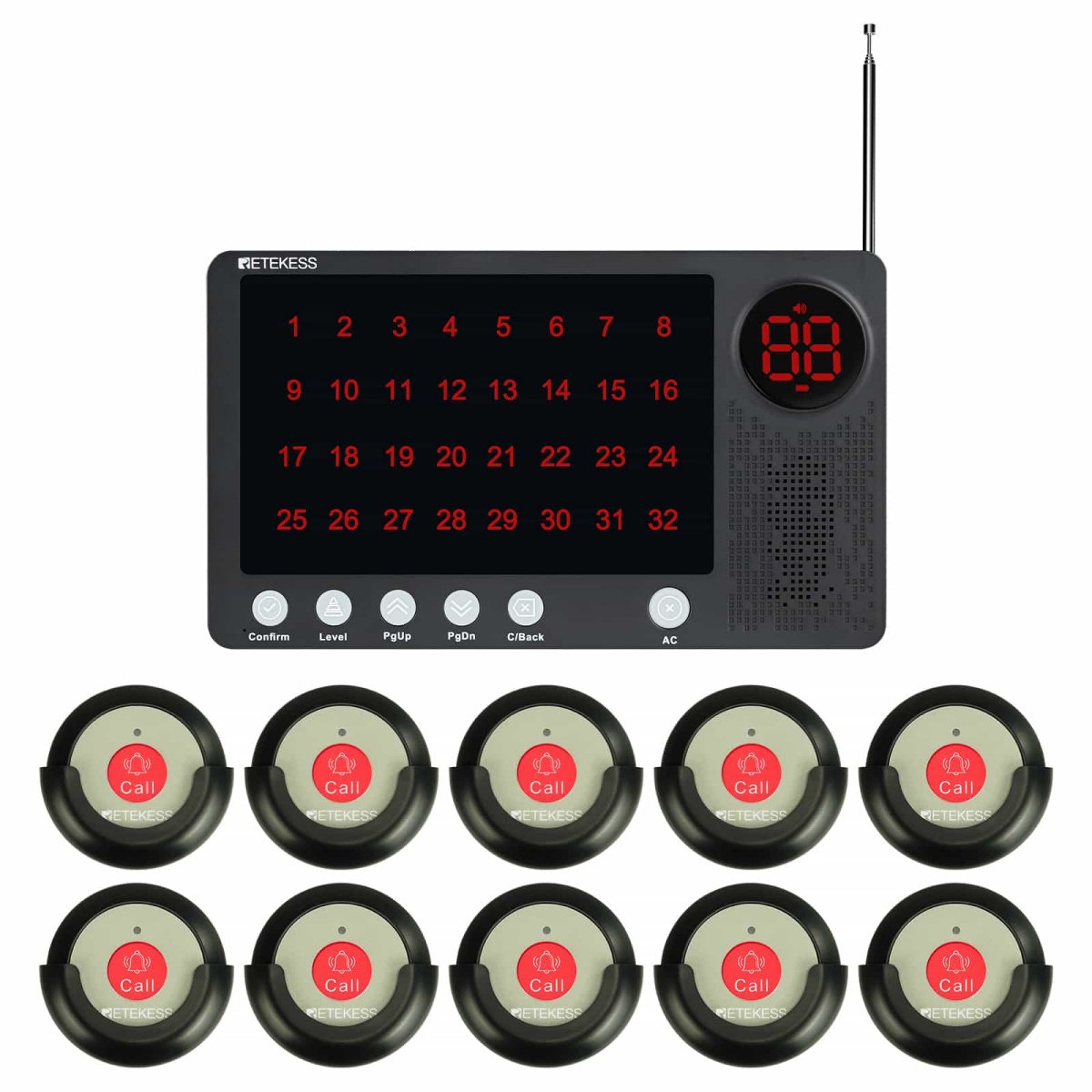 Retekess TH107-TH009 Sistema cercapersone per operatori sanitari per ospedali, cliniche, postazioni infermieristiche, postazioni infermieristiche, case di cura