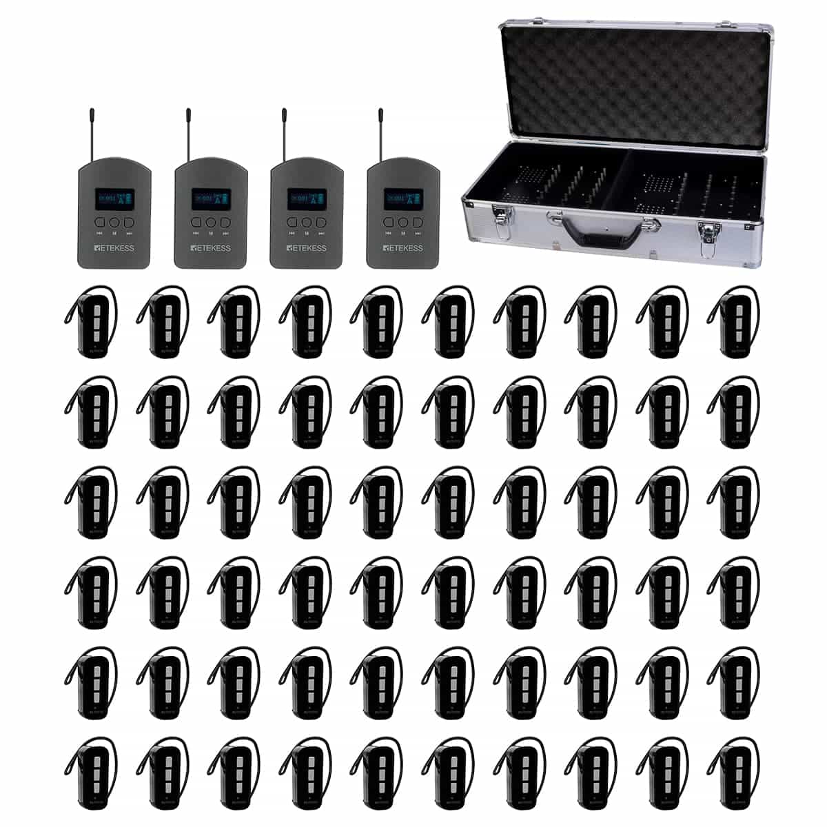 Retekess TT112 TT111 Sistema di Guida Turistica Wireless per Viaggi e Conferenze con box di Ricarica da 64 Slot