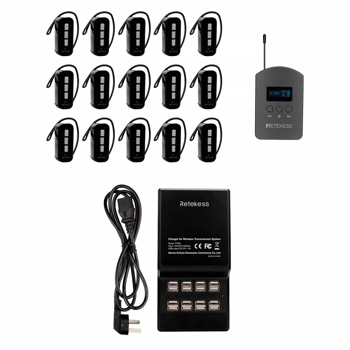 Retekess TT112 TT111 Radioguida per Tour e Conferenze con Base di Ricarica a 16 Slot