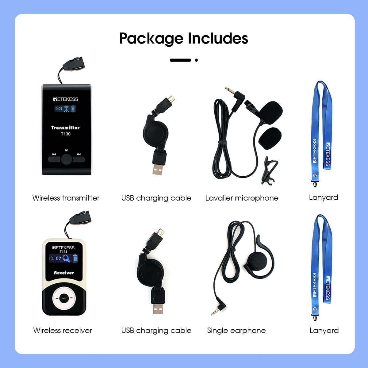 Retekess T130 Kit radiomicrofonico tourguide con custodia di ricarica da 32 slot