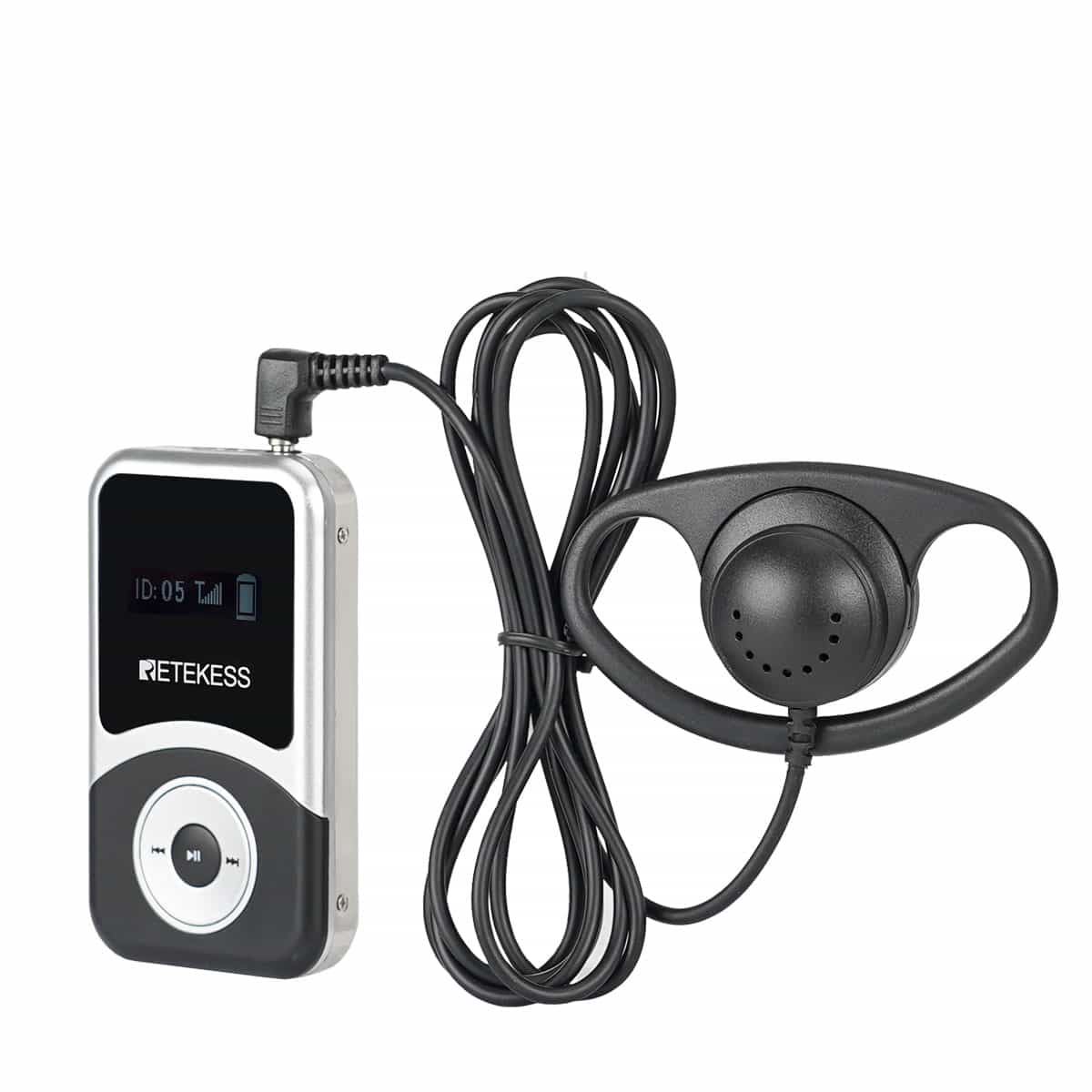 Retekes T131S Ricevitore Audio per Guida Turistica, Gancio per l'orecchio di Tipo D, Adatto sia per l'orecchio Sinistro che per Quello Destro e Leggero