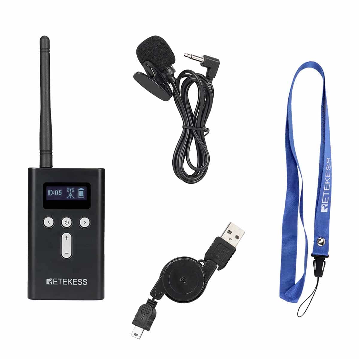 Retekes T130S Trasmettitore del Sistema di Guida Turistica, Batteria di Grande Capacità, Compatibile con il Ricevitore T131