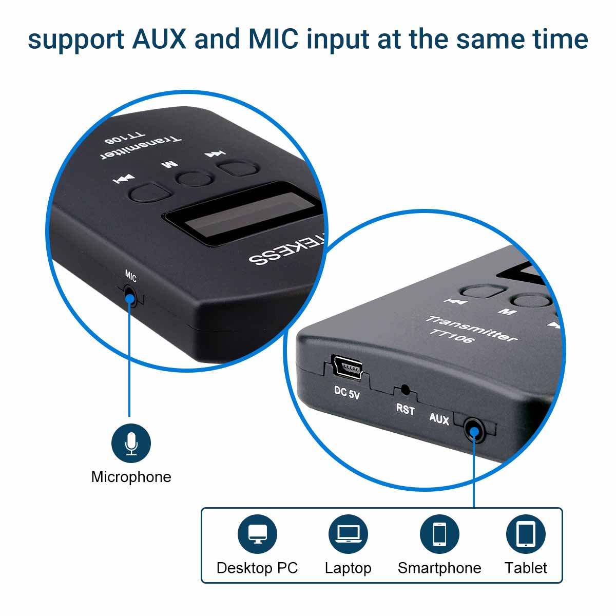Retekess TT106 Sistemi di Interpretazione, Sistema di Guida Turistica Wireless, Ricevitore con Gancio Auricolare per Scuole, Conferenze, Formazione, Apparecchi Acustici