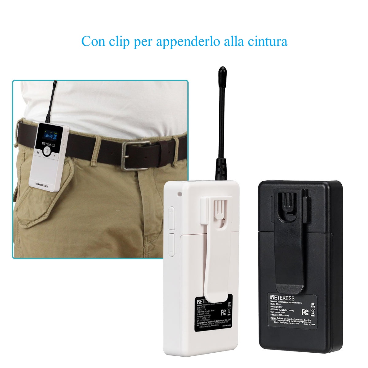 Sistema di Cuffie Per Guida Turistica TT116 con Batteria Ricaricabile Removibile UHF e Riduzione del Rumore