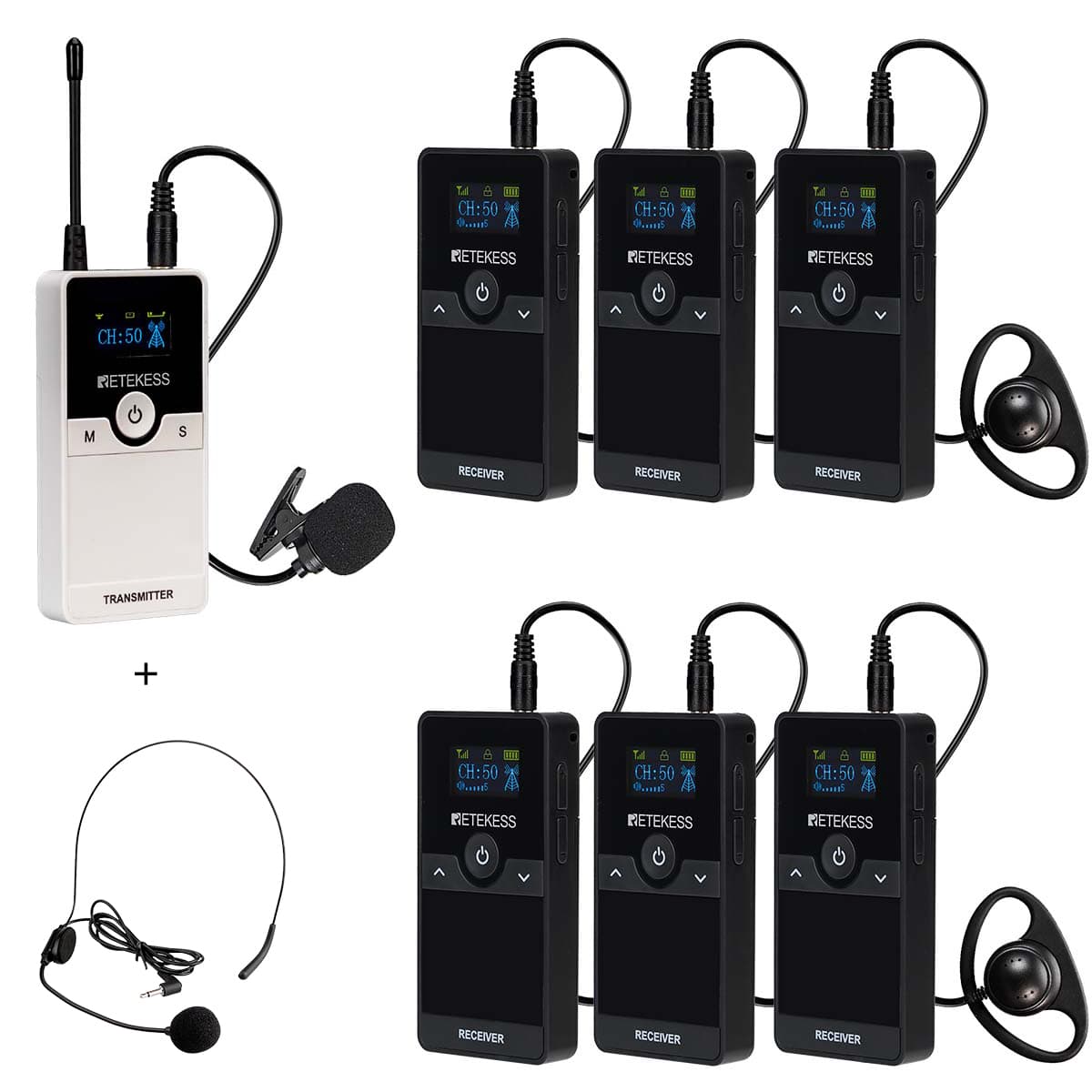 Sistema di Cuffie Per Guida Turistica TT116 con Batteria Ricaricabile Removibile UHF e Riduzione del Rumore