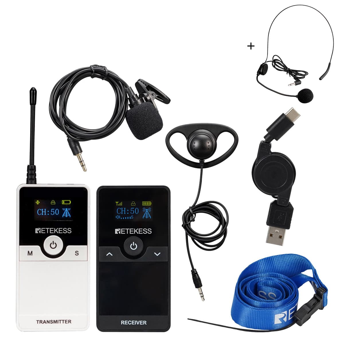 Sistema di Cuffie Per Guida Turistica TT116 con Batteria Ricaricabile Removibile UHF e Riduzione del Rumore