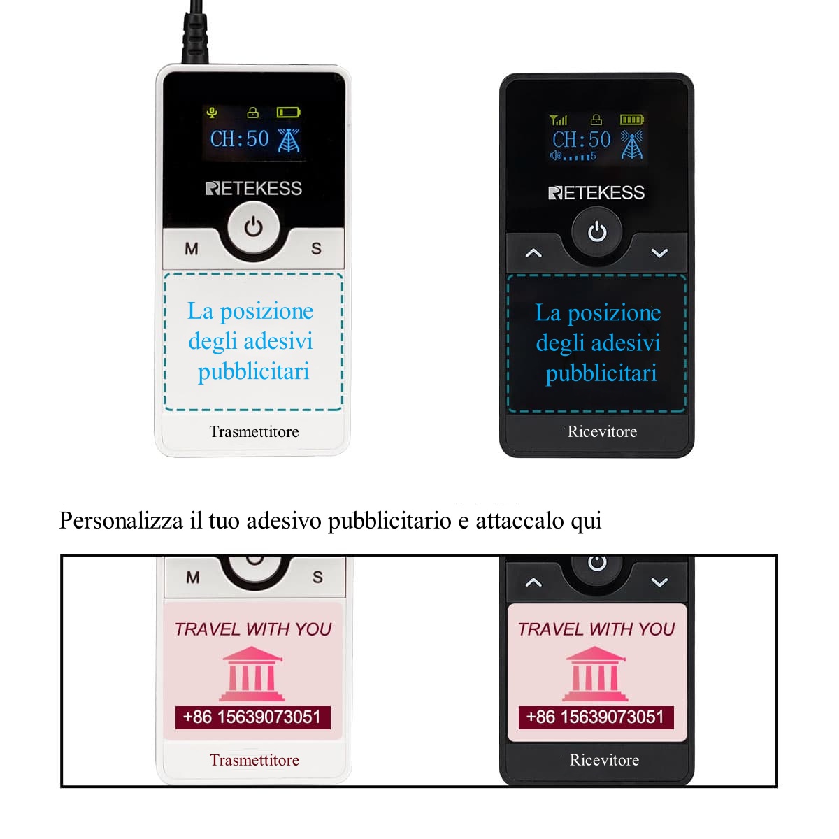 Sistema di Interpretazione UHF Retekess TT116 per Chiesa con Valigetta, Frequenza Americana