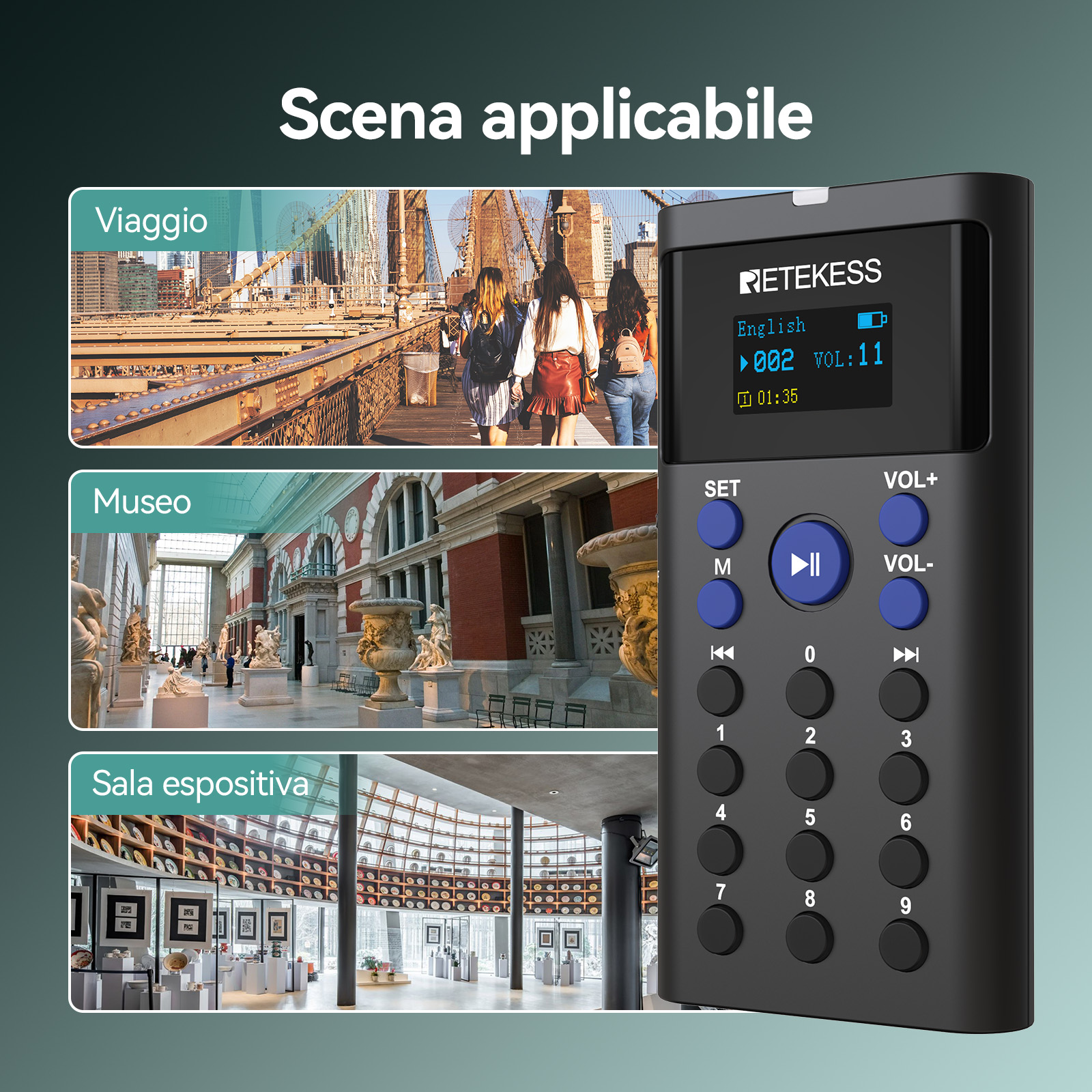 Retekess TT128 Dispositivi Audio per Tour Museali con Custodia di Ricarica a 28 Porte per Musei, Siti del Patrimonio Culturale, Sale Espositive, Attrazioni Turistiche