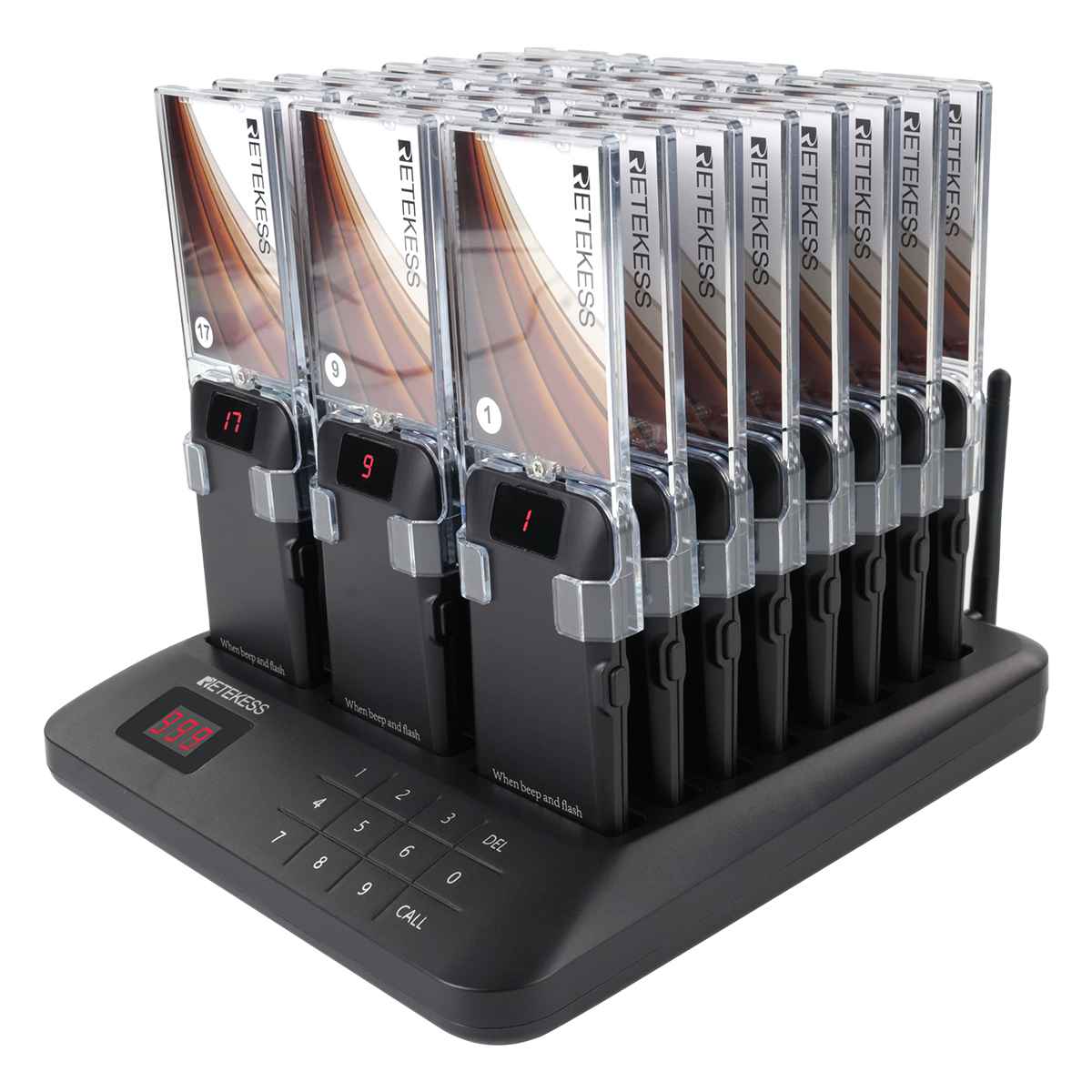 Retekess TD157A Cicalino Ristorante Sistema di Pagina con 24 Supporti per Adesivi Pubblicitari Cercapersone Sostituibili