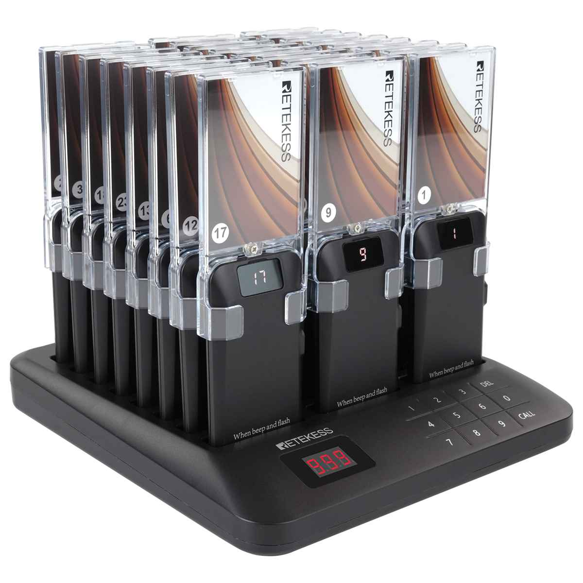 Retekess TD157A Cicalino Ristorante Sistema di Pagina con 24 Supporti per Adesivi Pubblicitari Cercapersone Sostituibili