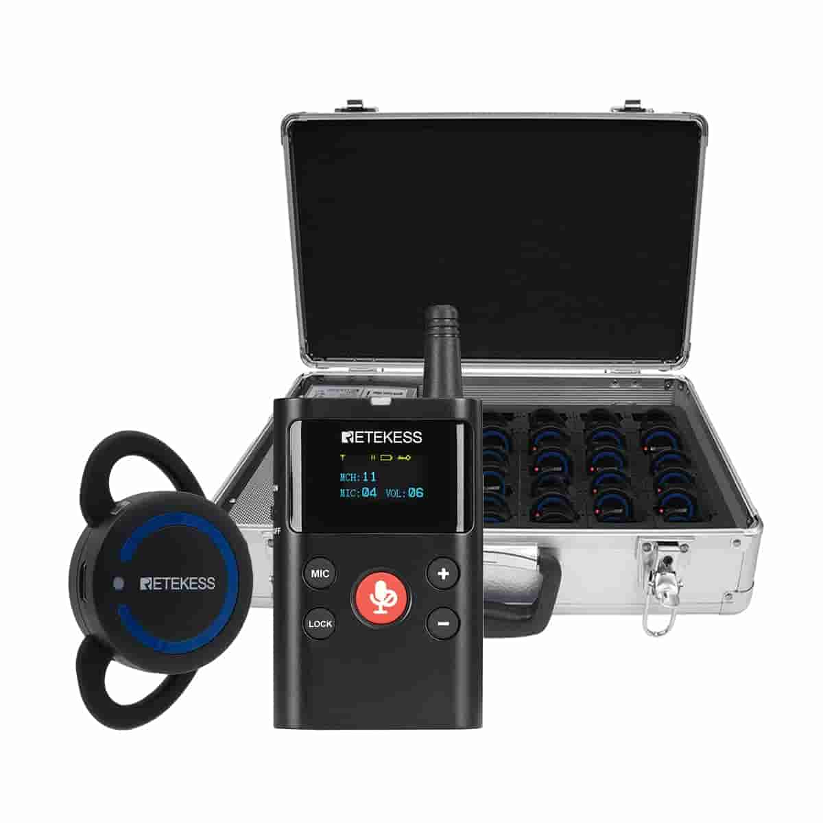 Retekess TT126 TT126R Sistema Audioguida Turistica Wireless, Dotato di Ricevitore con Gancio Auricolare Tipo D, Adatto per Guide Turistiche, Visite in Fabbrica, Conferenze, Corsi di Formazione, ecc.