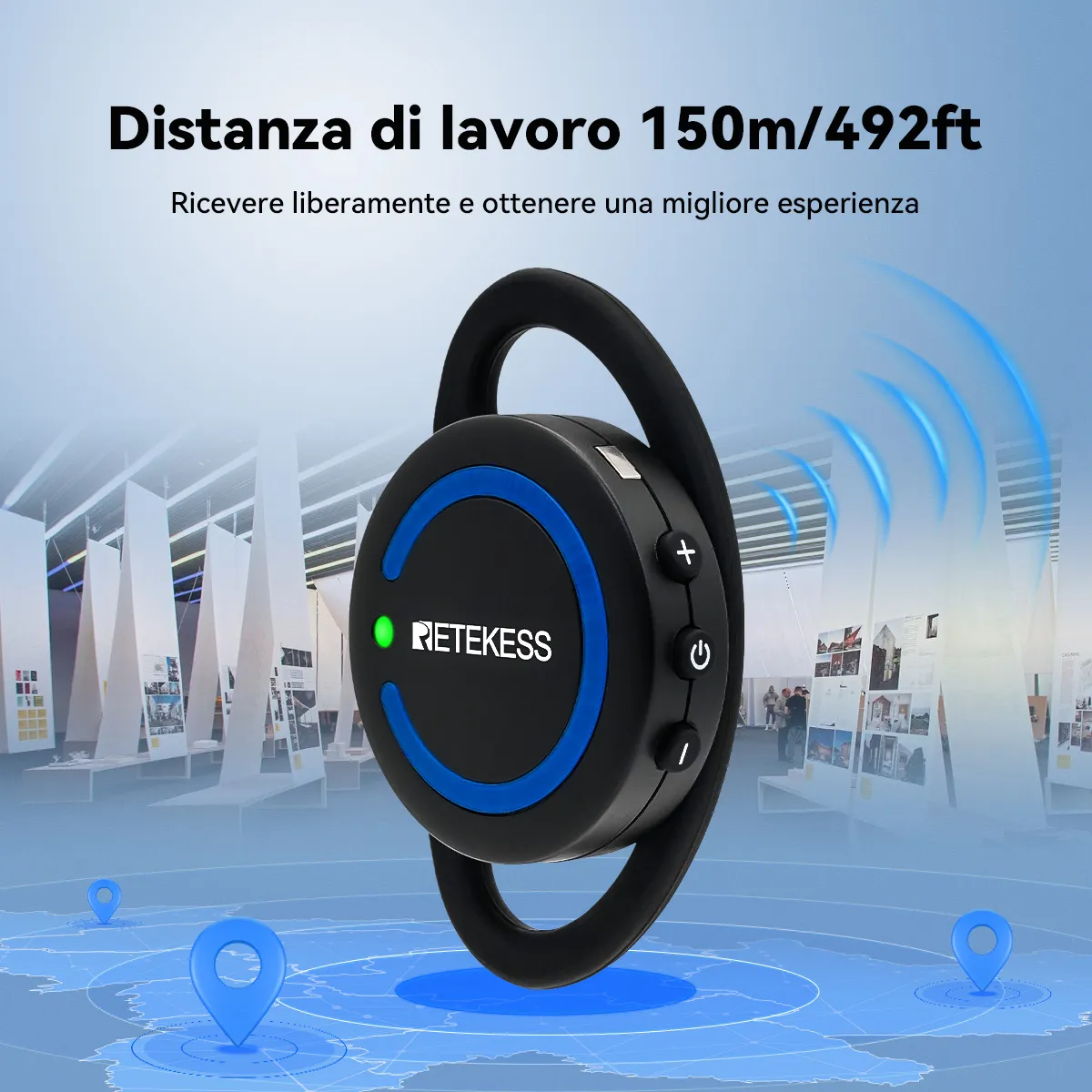 Retekess TT126R Ricevitore con Gancio per l'orecchio per Sistema di Guida Turistica, Adatto per l'orecchio Sinistro e Destro,  Comodo da Indossare