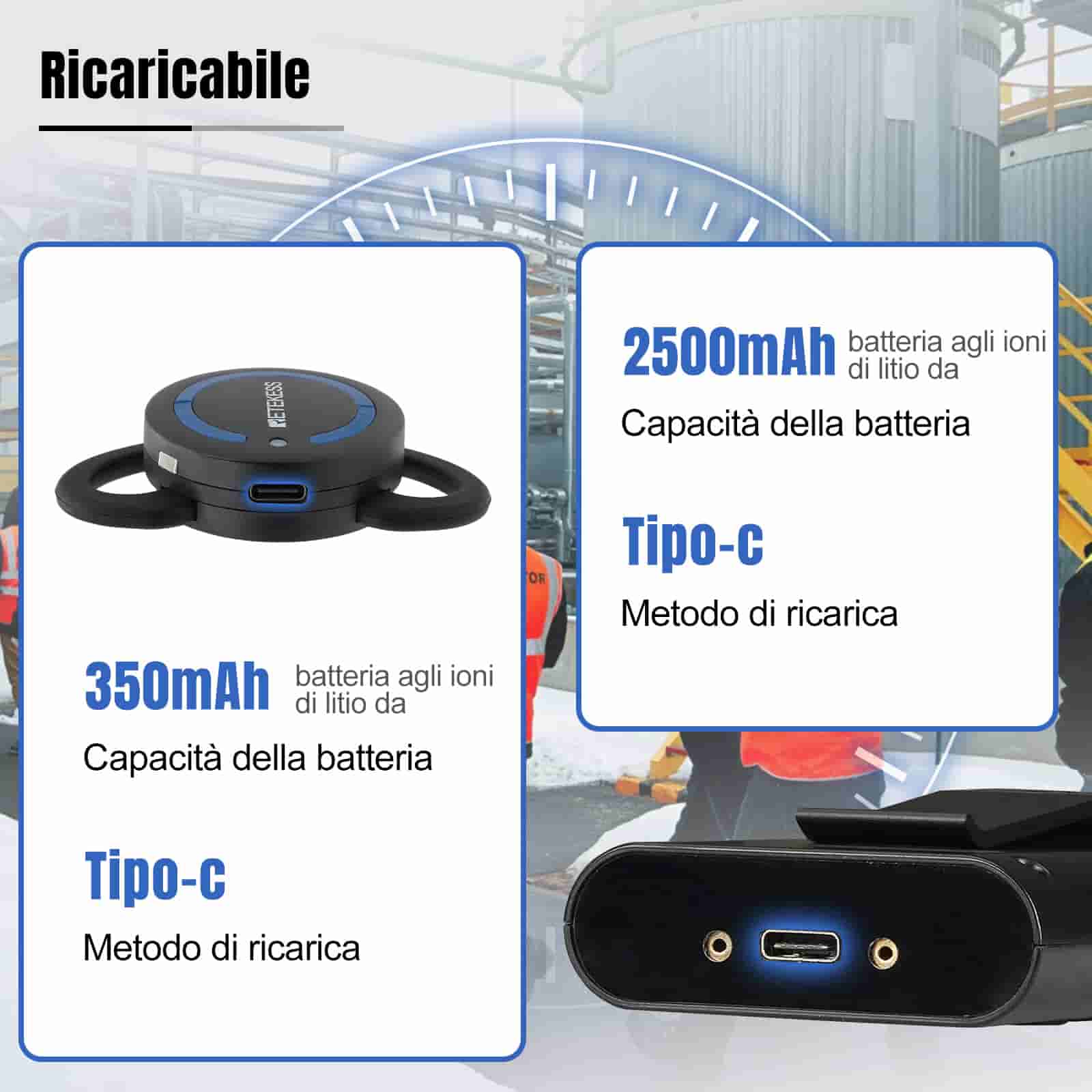 Retekess TT126 TT126R Sistema Audioguida Turistica Wireless, Dotato di Ricevitore con Gancio Auricolare Tipo D, Adatto per Guide Turistiche, Visite in Fabbrica, Conferenze, Corsi di Formazione, ecc.