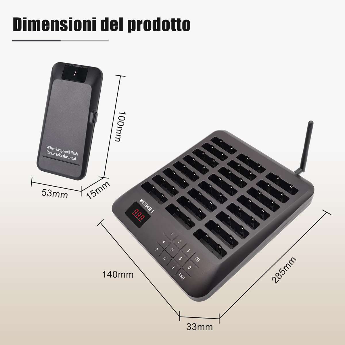 Retekess TD157P Sistema Cercapersone per Ospiti di Ristoranti con 24 Cercapersone per Cibo con Avviso Fuori Portata