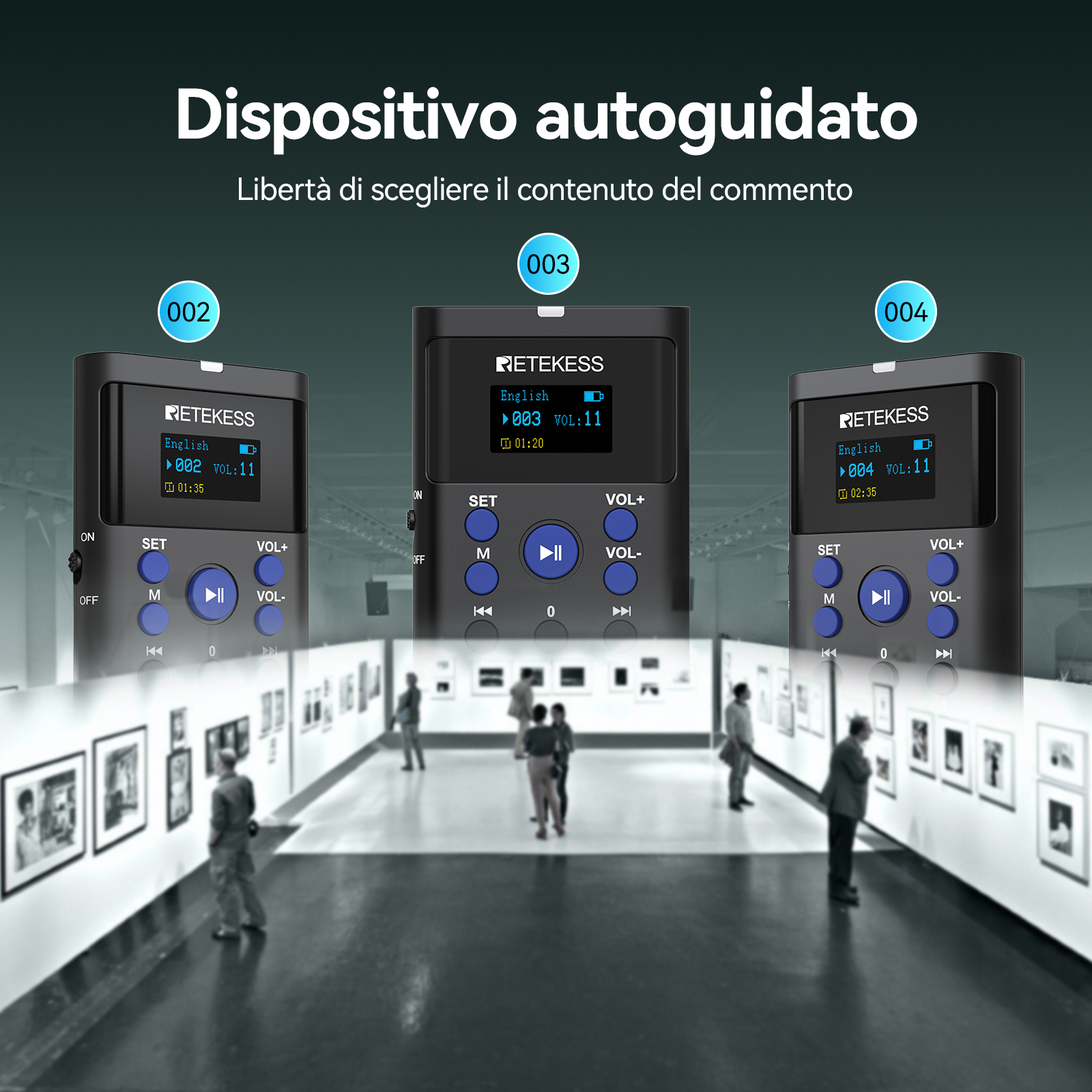 Retekess TT128 Sistema di Tour Autoguidato con Guida Audio e Base di Ricarica a 16 Porte per Musei, Mostre e Fabbriche