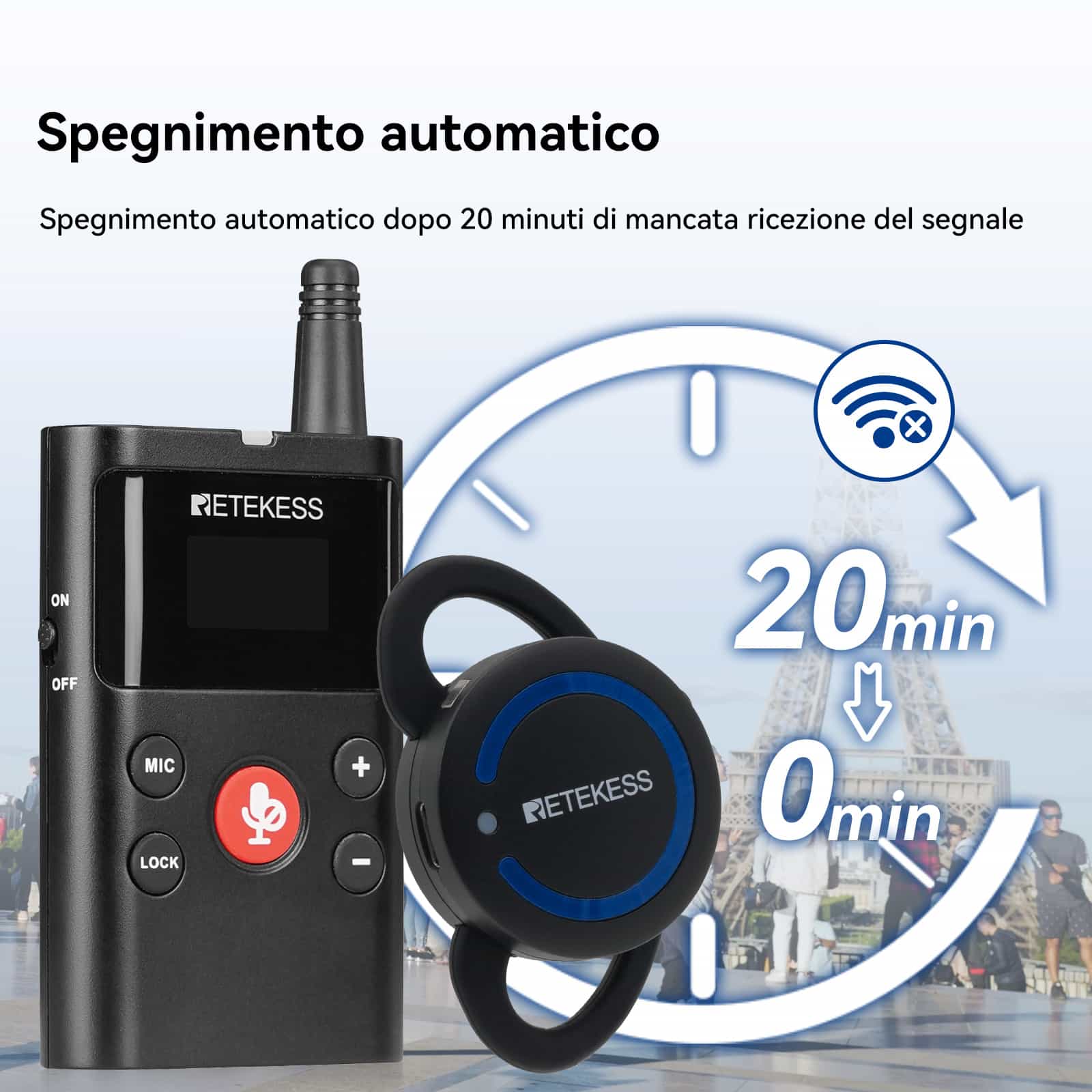 Retekess TT126 TT126R Sistema di Comunicazione Wireless Bidirezionale, Guida Turistica Bidirezionale, Con Box di Ricarica da 28 Slot