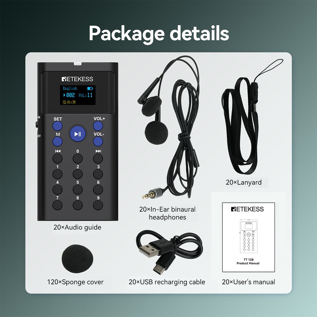 Retekess TT128 Sistema di tour autoguidato Guida audio per musei, sale espositive e luoghi di interesse turistico